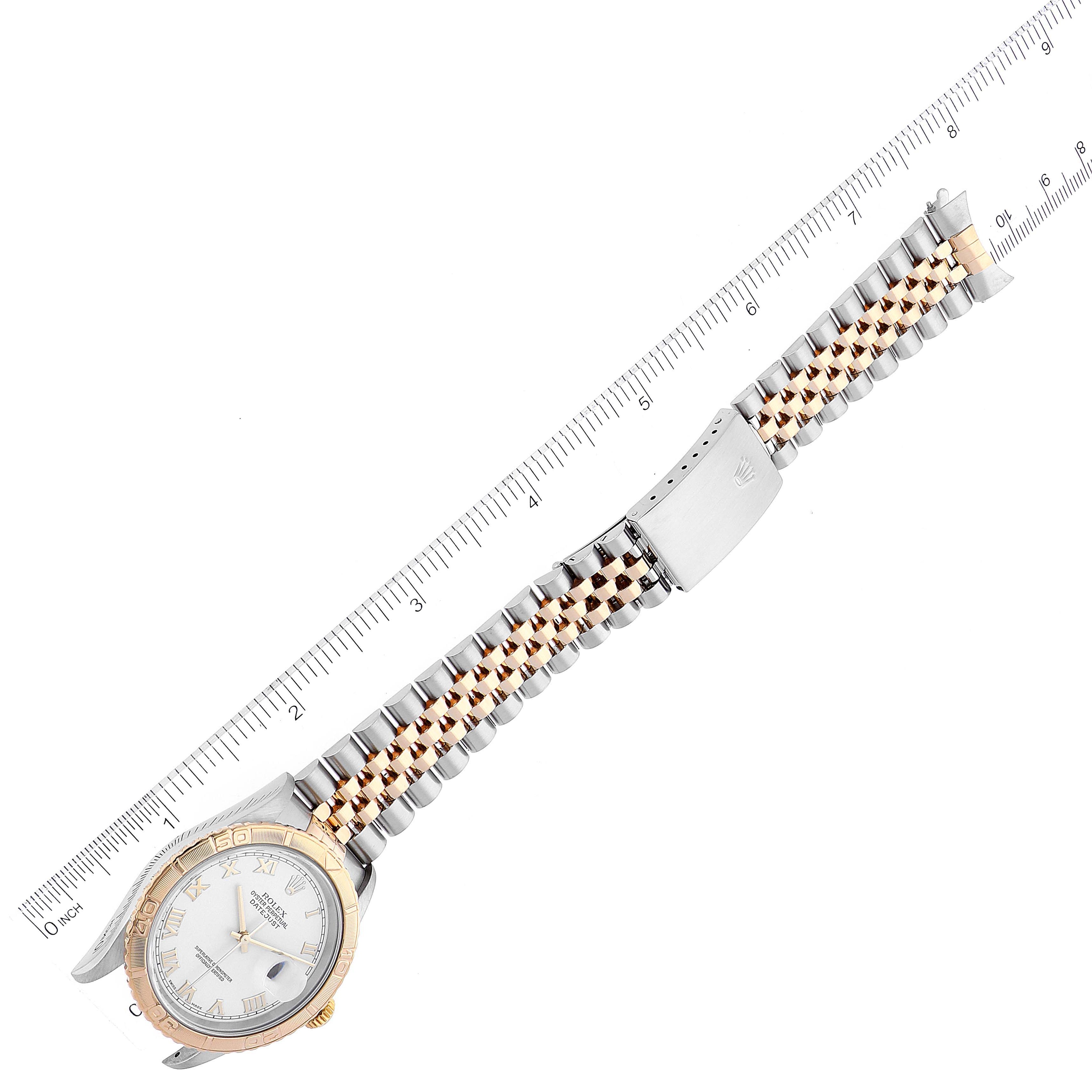 Rolex Datejust Turnograph Steel Yellow Gold White Dial Watch 16263