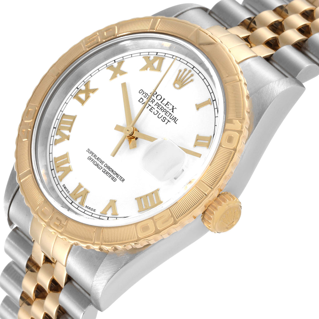 Rolex Datejust Turnograph Steel Yellow Gold White Dial Watch 16263