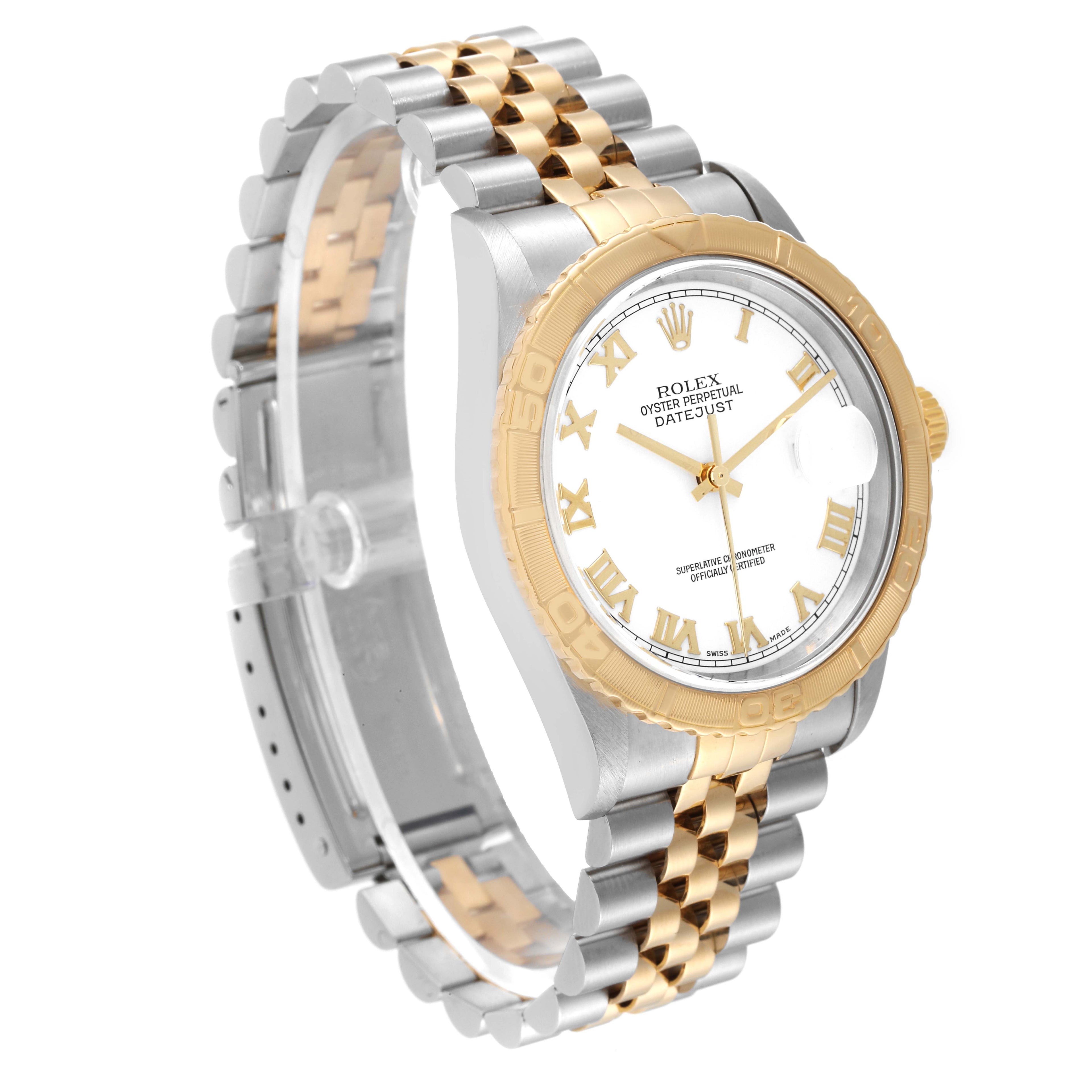 Rolex Datejust Turnograph Steel Yellow Gold White Dial Watch 16263
