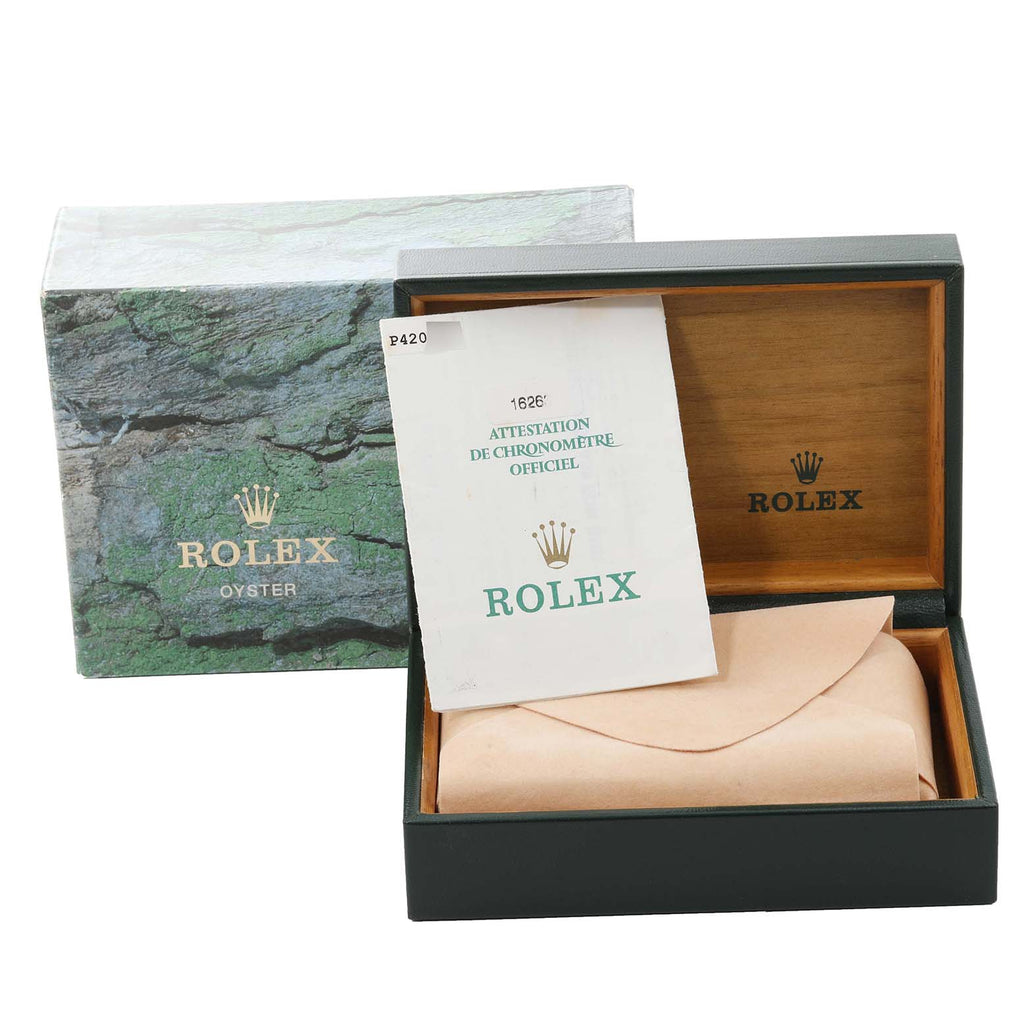 Rolex Datejust Turnograph Steel Yellow Gold White Dial Watch 16263 Box Papers