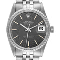 Rolex Datejust Vintage Grey Dial Steel Mens Watch 1603 Box Service Card