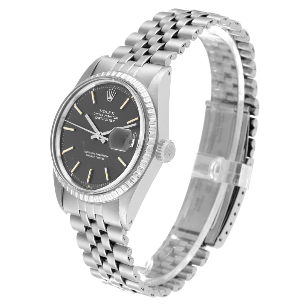 Rolex Datejust Vintage Grey Dial Steel Mens Watch 1603 Box Service Card