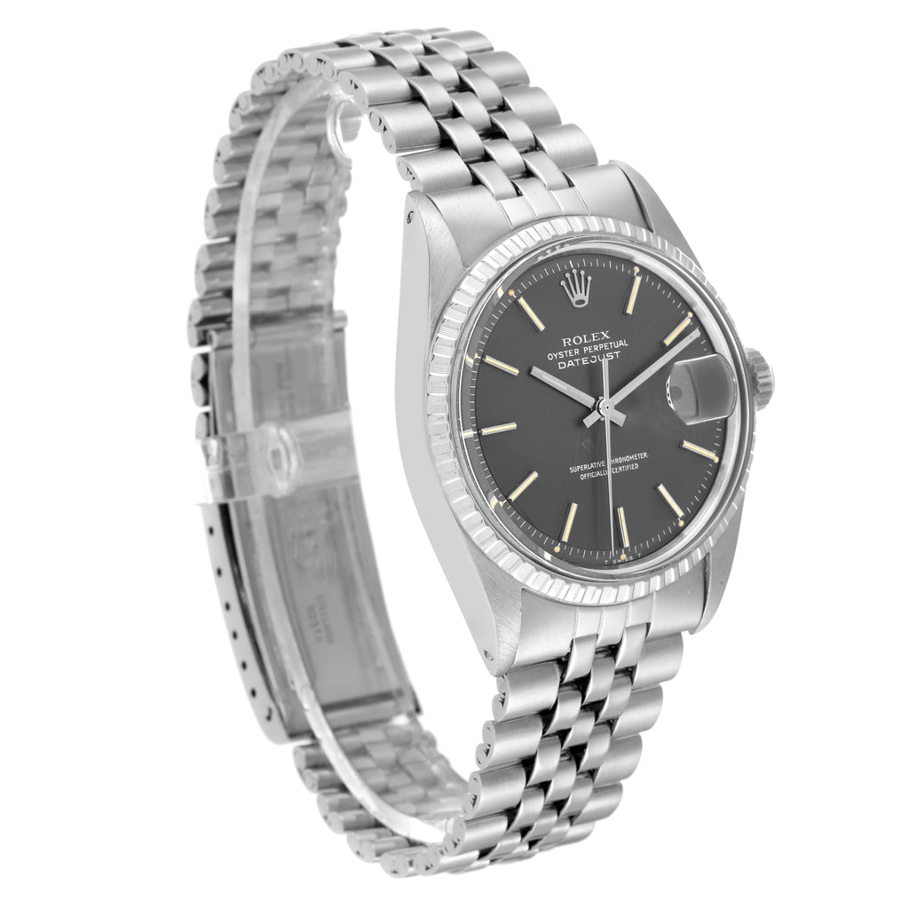 Rolex Datejust Vintage Grey Dial Steel Mens Watch 1603 Box Service Card