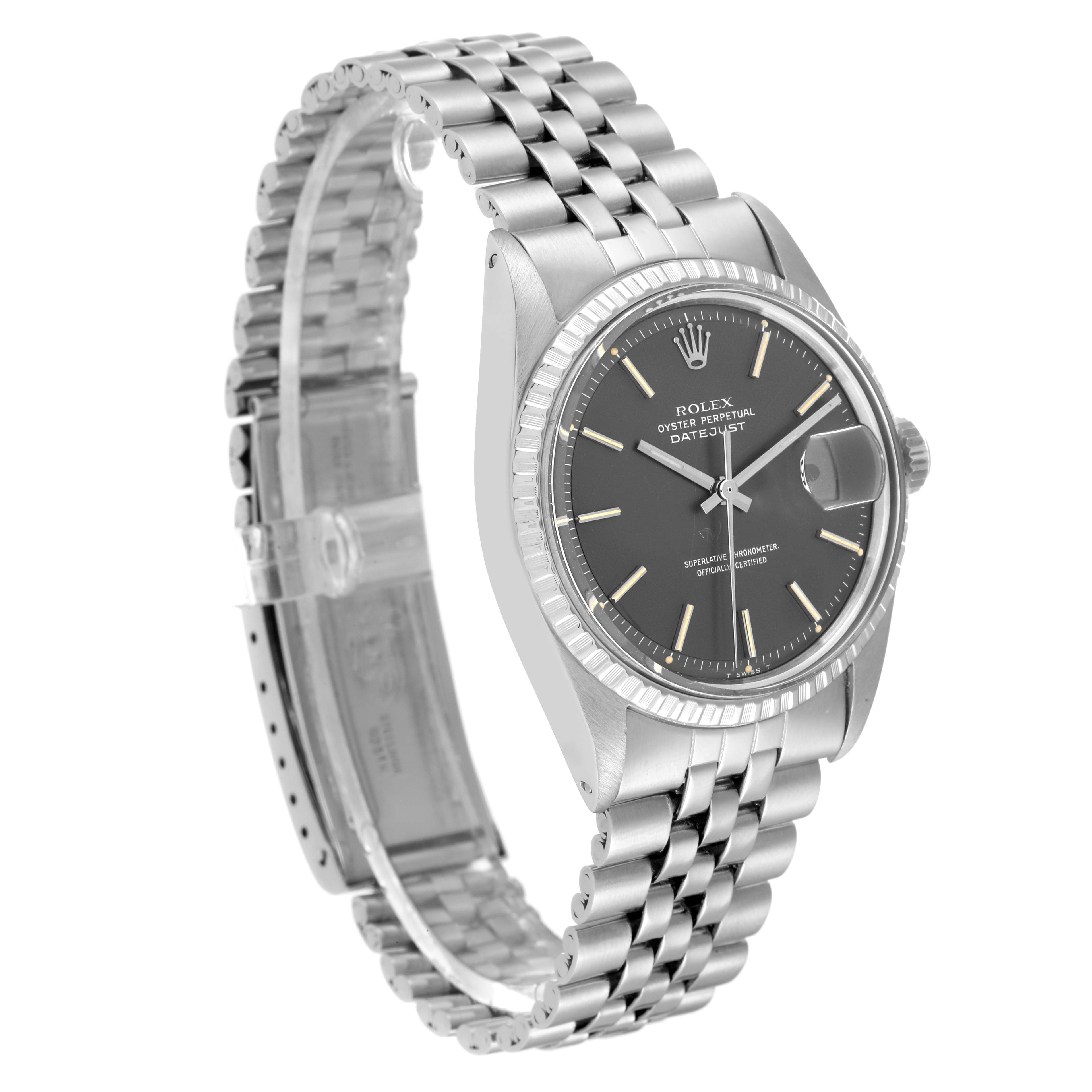 Rolex Datejust Vintage Grey Dial Steel Mens Watch 1603 Box Service Card