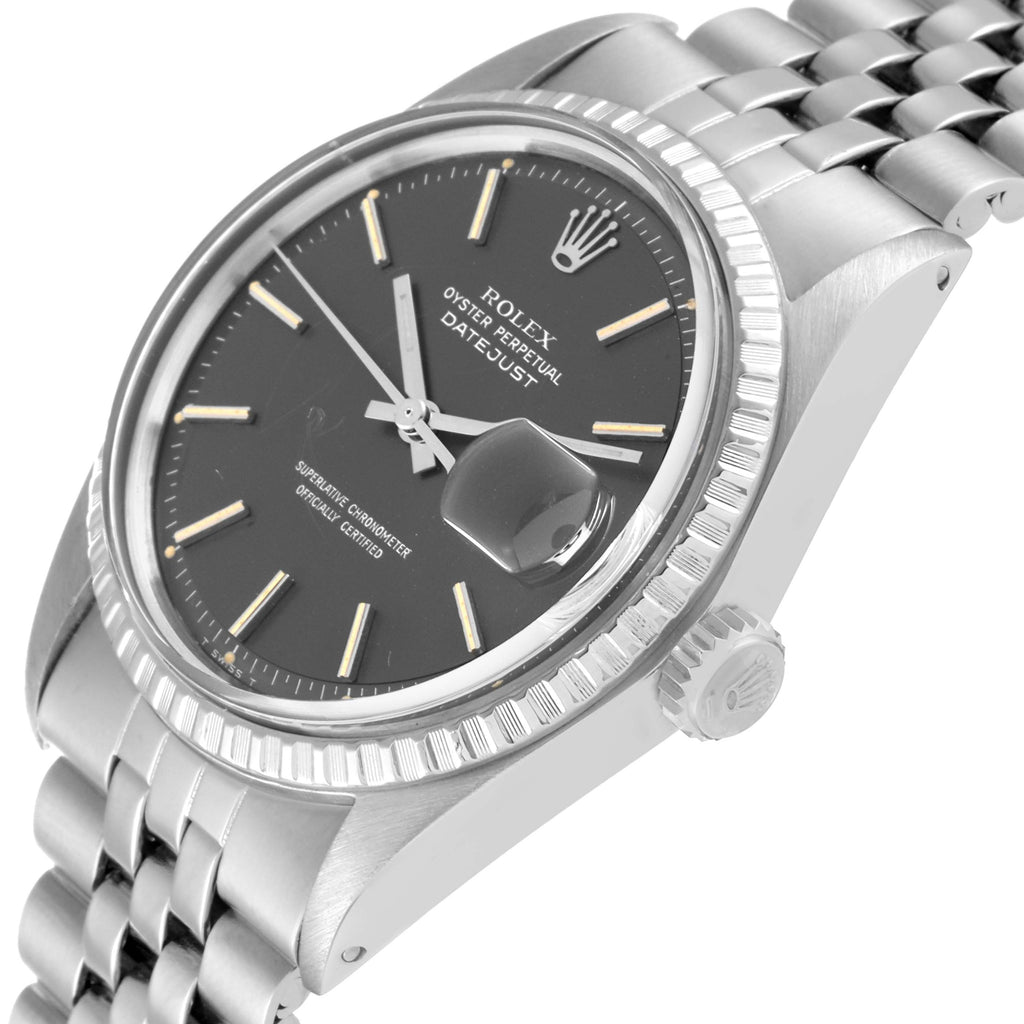 Rolex Datejust Vintage Grey Dial Steel Mens Watch 1603 Box Service Card