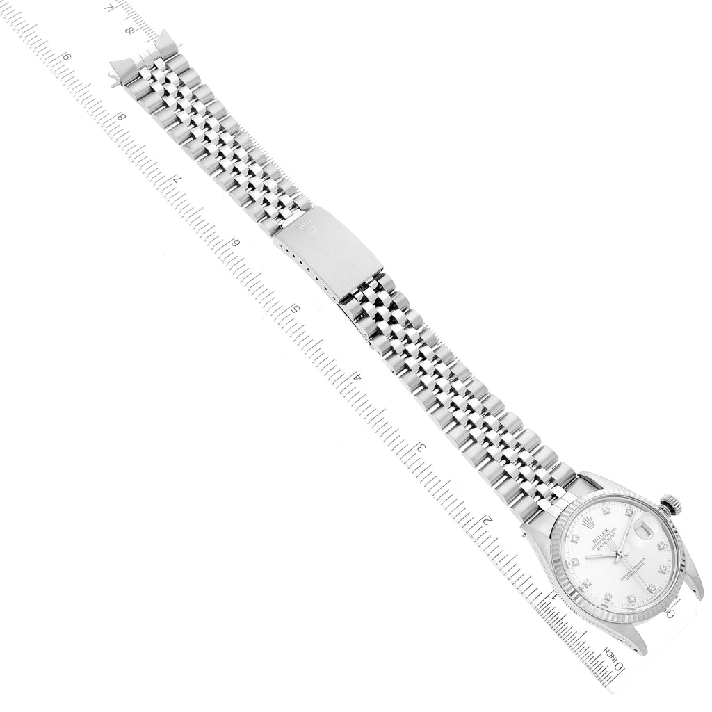 Rolex Datejust Vintage Steel White Gold Diamond Mens Watch 16014