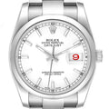 Rolex Datejust White Baton Dial Steel Mens Watch 116200 Box Card