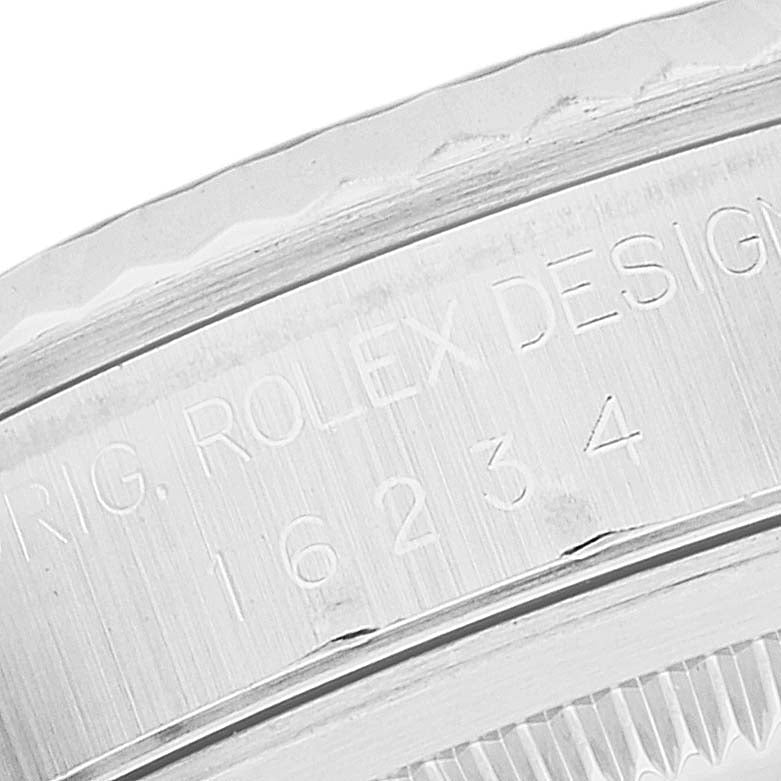 Rolex Datejust White Dial Fluted Bezel Steel White Gold Mens Watch 16234