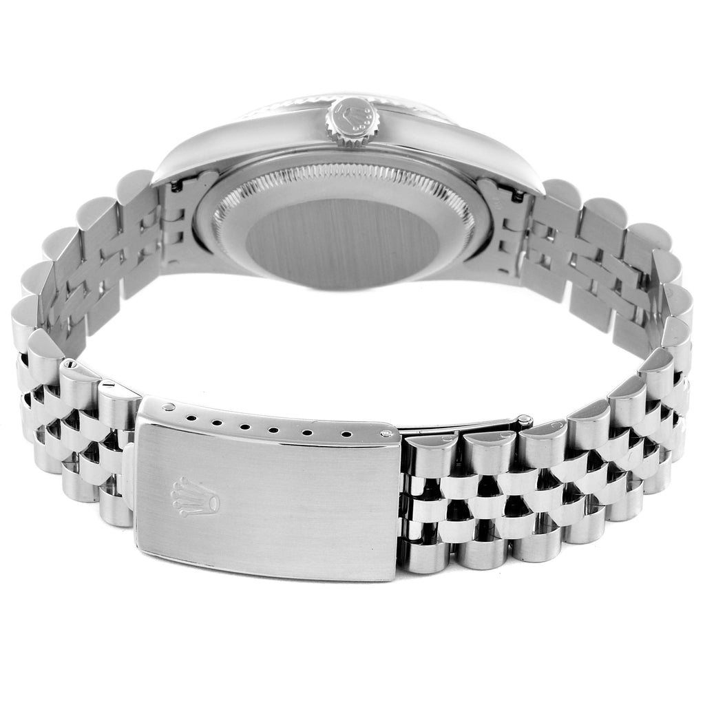 Rolex Datejust White Dial Fluted Bezel Steel White Gold Mens Watch 16234