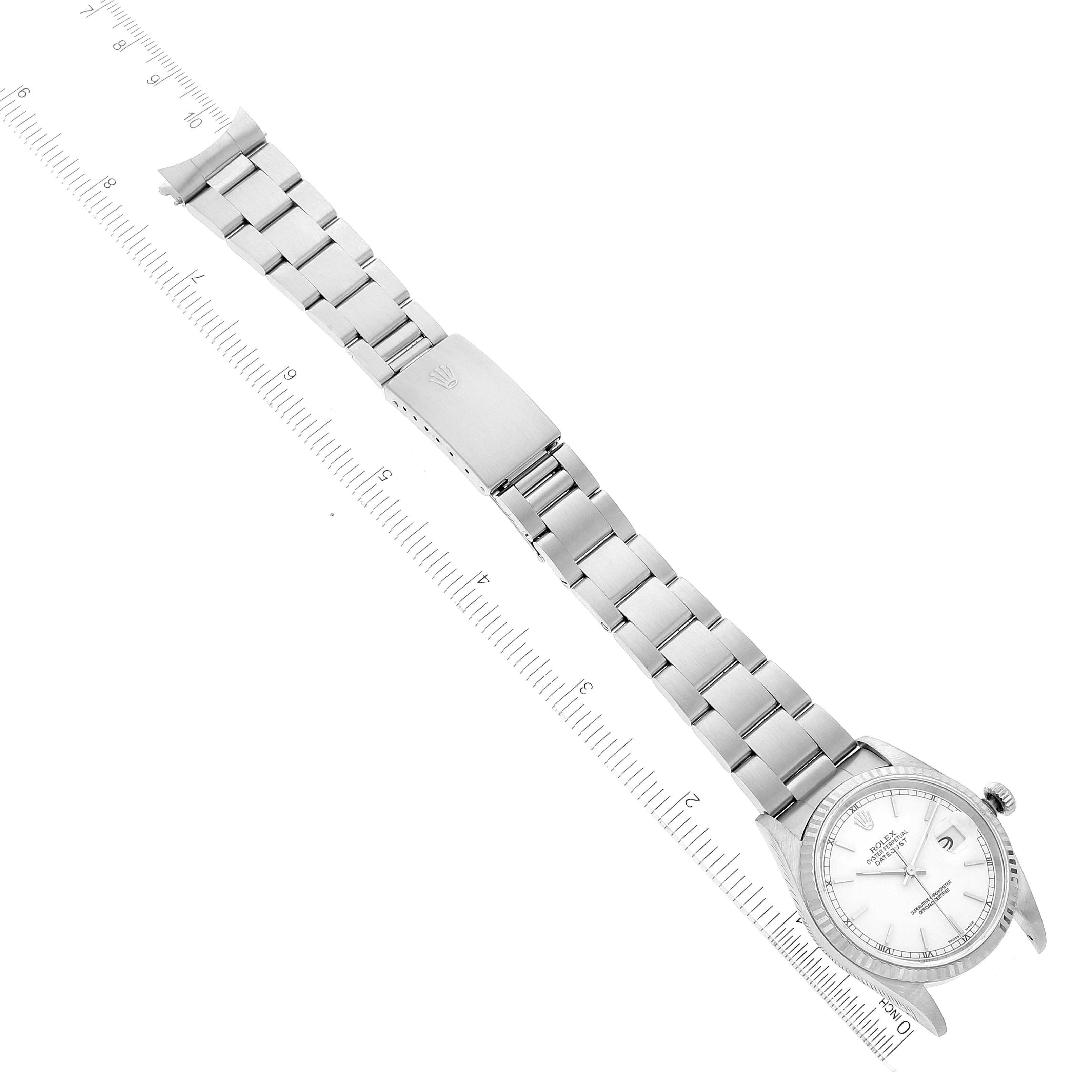 Rolex Datejust White Dial Fluted Bezel Steel White Gold Watch 16234