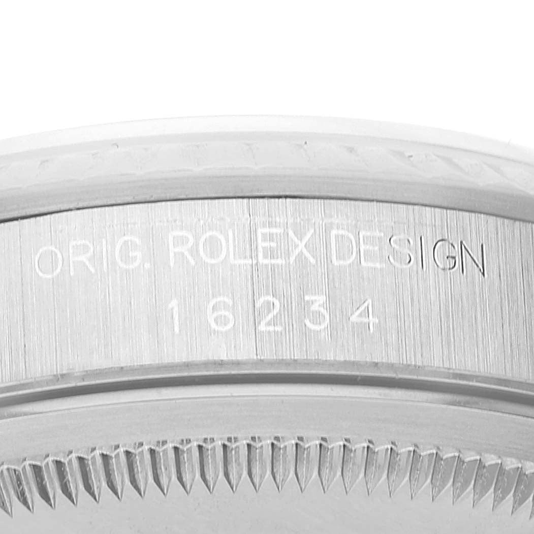 Rolex Datejust White Dial Fluted Bezel Steel White Gold Watch 16234