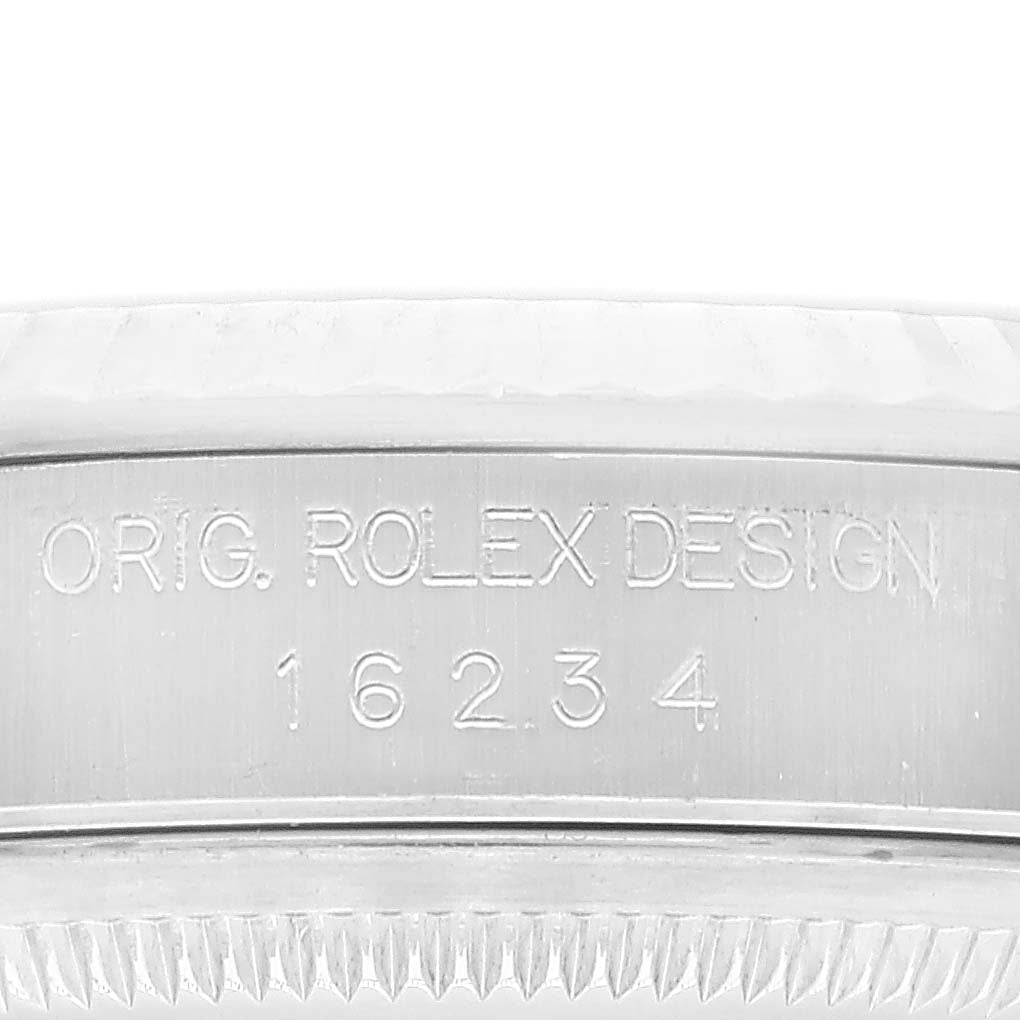 Rolex Datejust White Dial Fluted Bezel Steel White Gold Watch 16234 Box Papers