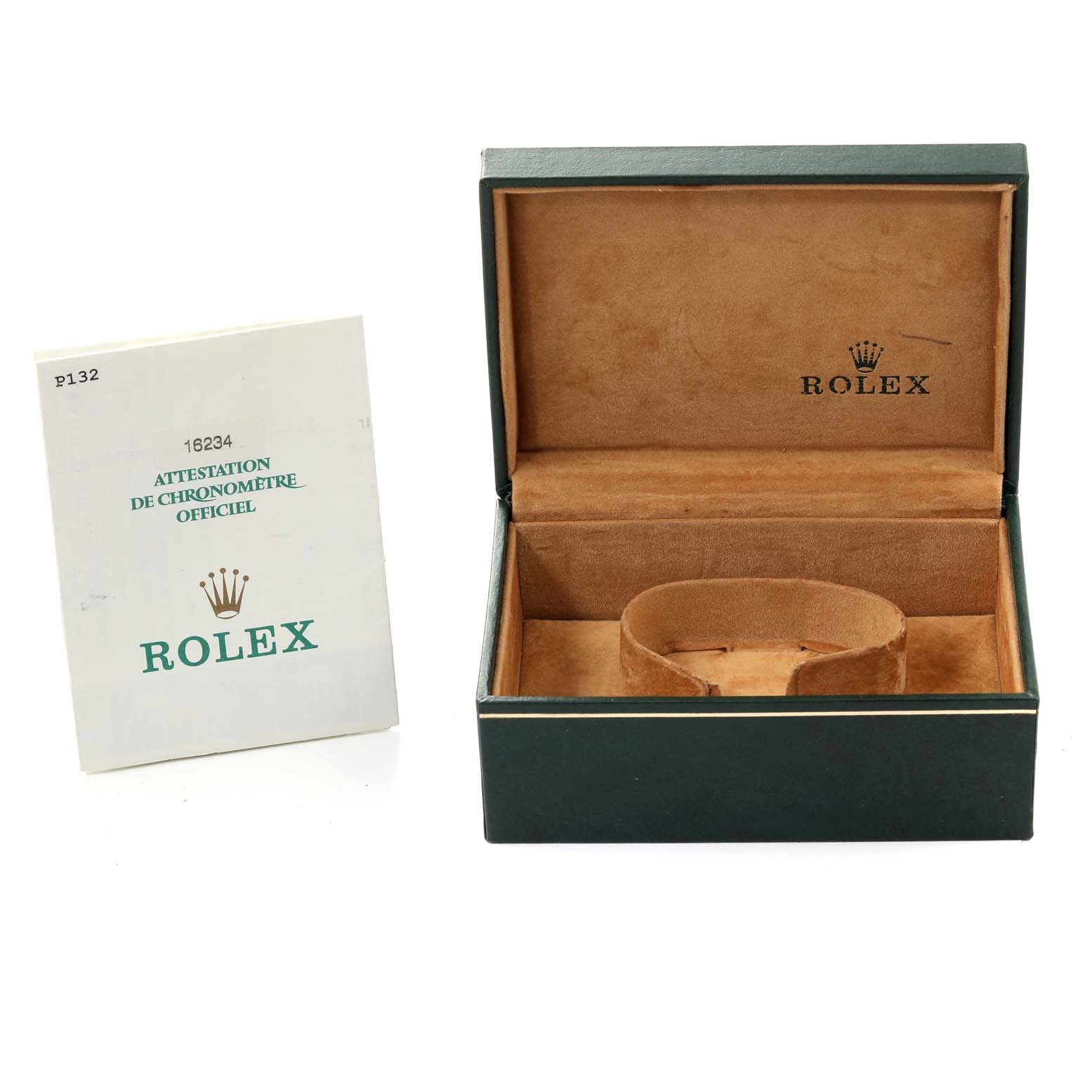 Rolex Datejust White Dial Fluted Bezel Steel White Gold Watch 16234 Box Papers
