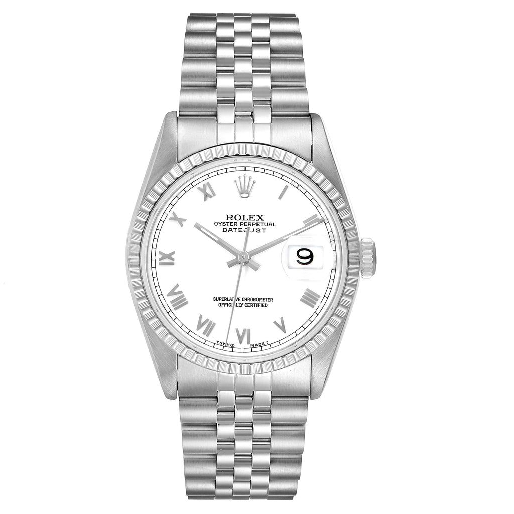 Rolex Datejust White Dial Jubilee Bracelet Steel Mens Watch 16220