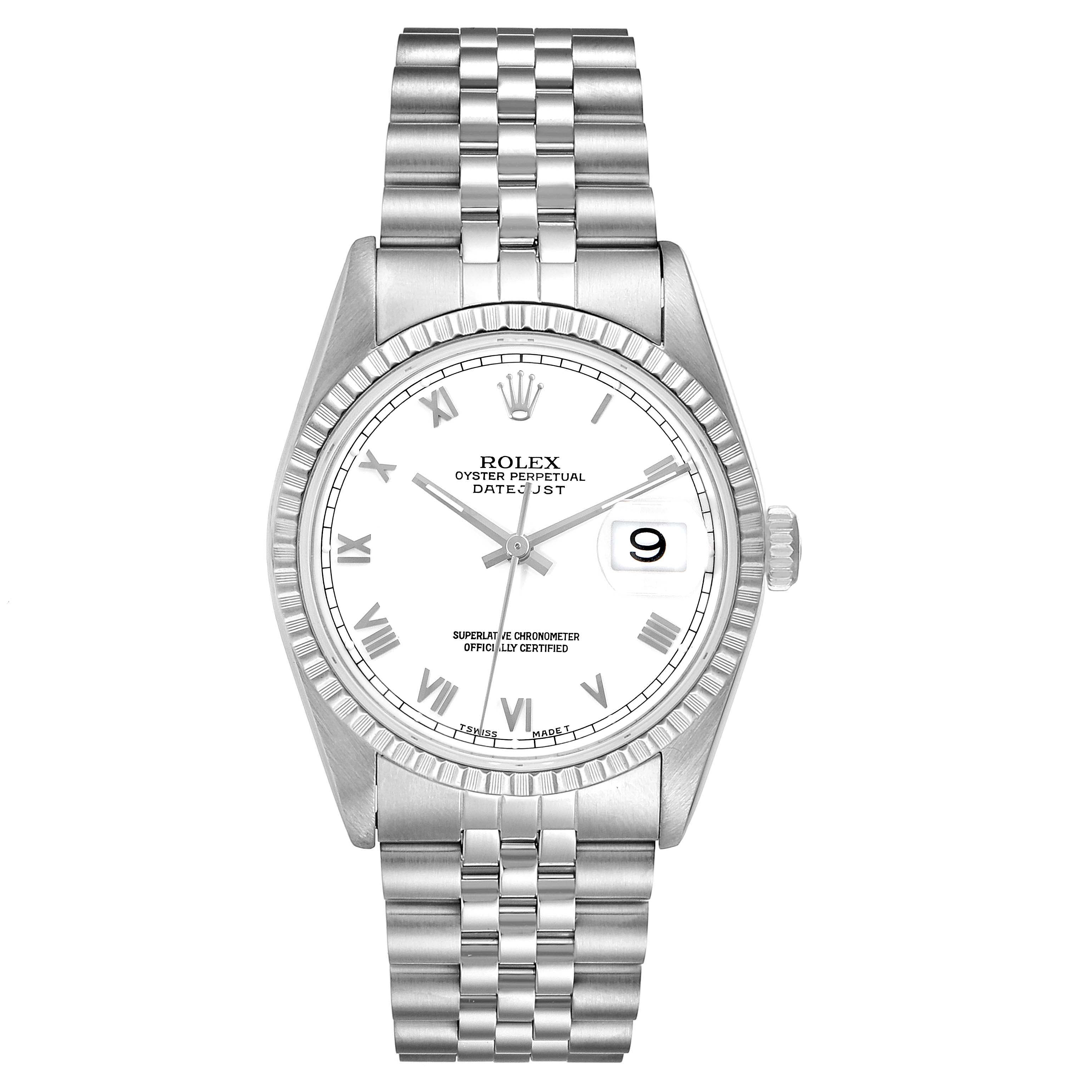 Rolex Datejust White Dial Jubilee Bracelet Steel Mens Watch 16220
