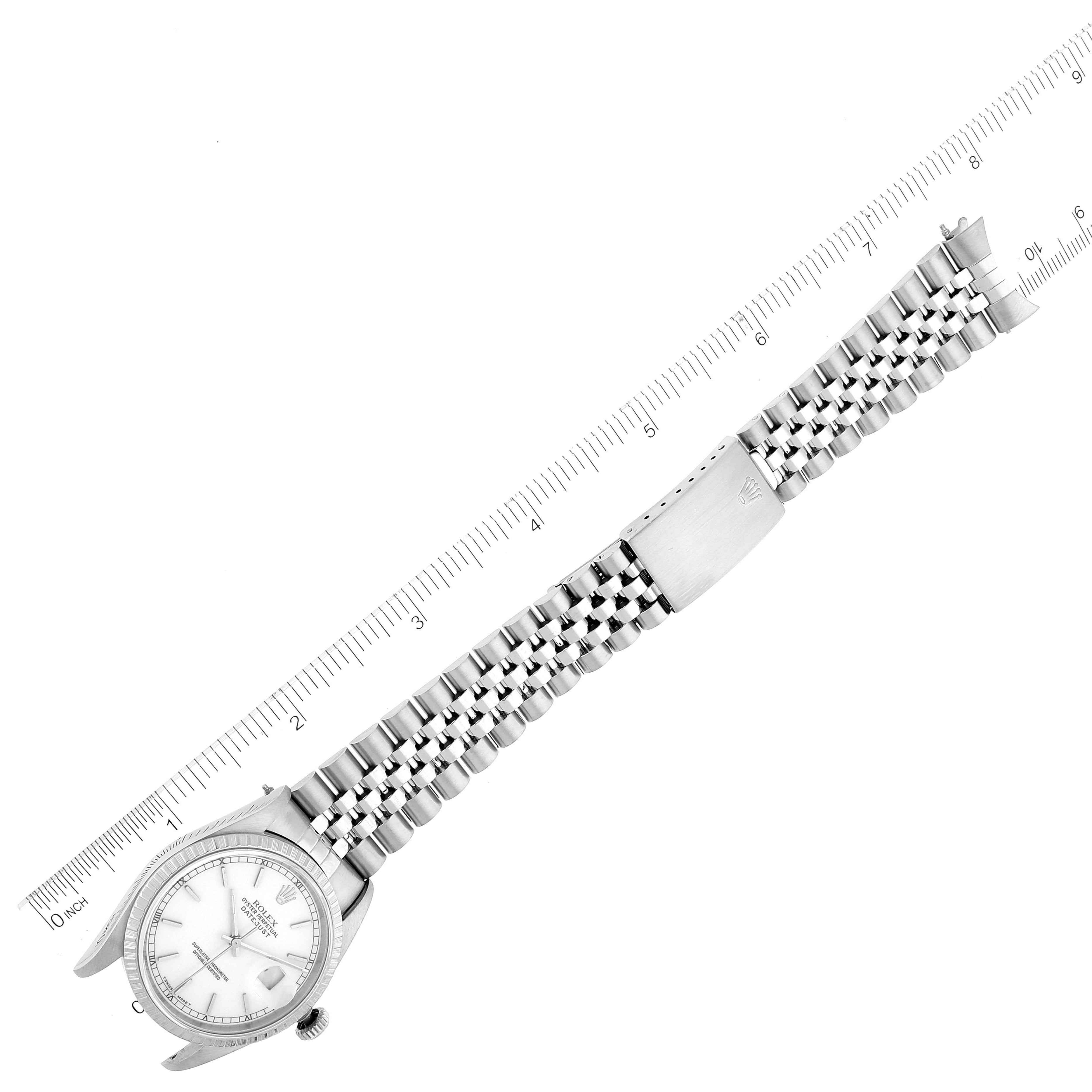 Rolex Datejust White Dial Jubilee Bracelet Steel Mens Watch 16220 Box Papers