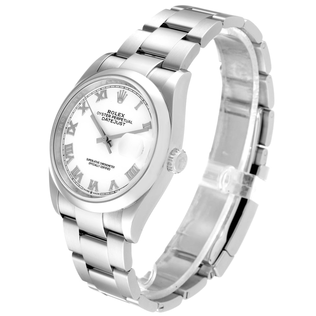 Rolex Datejust White Dial Oyster Bracelet Steel Mens Watch 126200 Box Card
