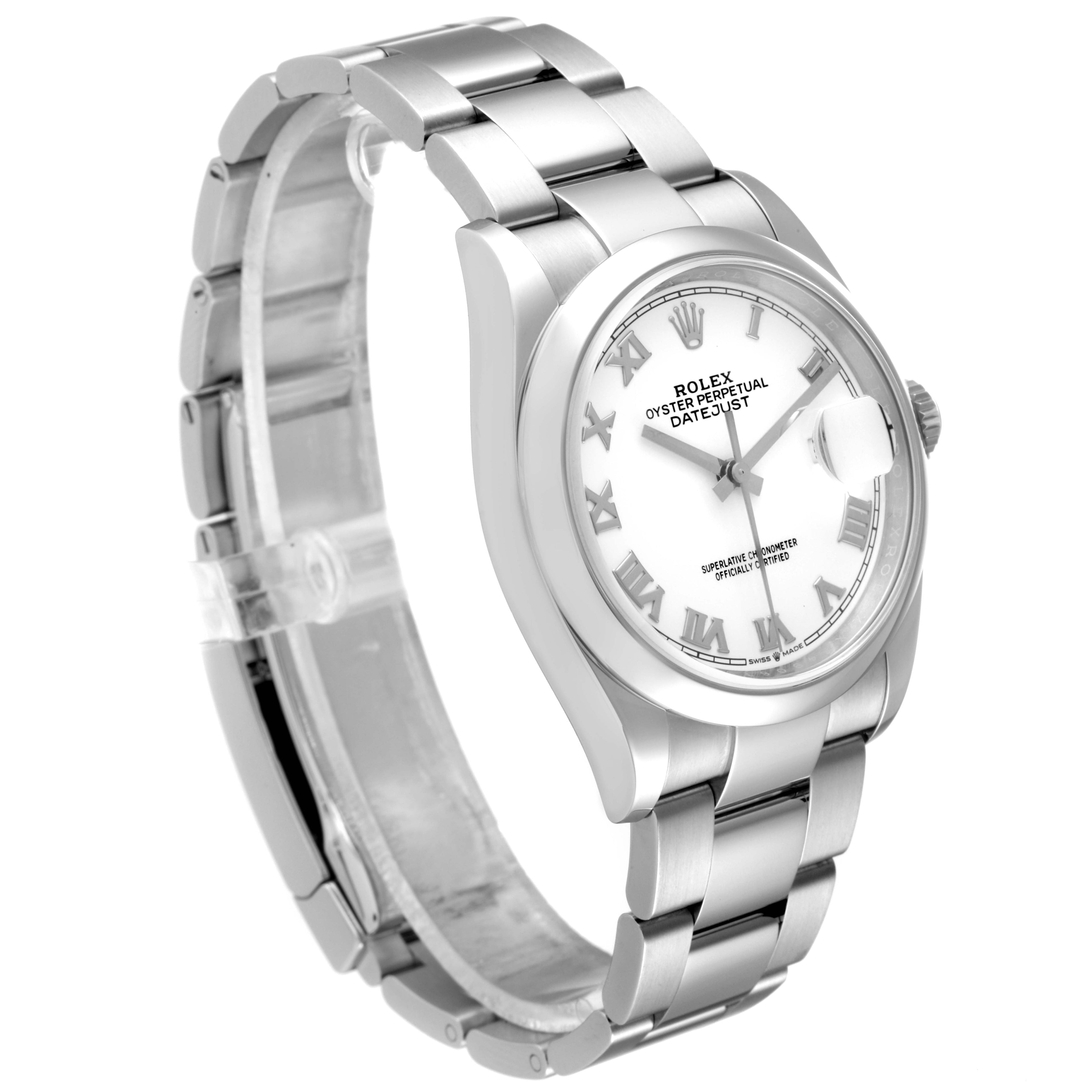 Rolex Datejust White Dial Oyster Bracelet Steel Mens Watch 126200 Box Card
