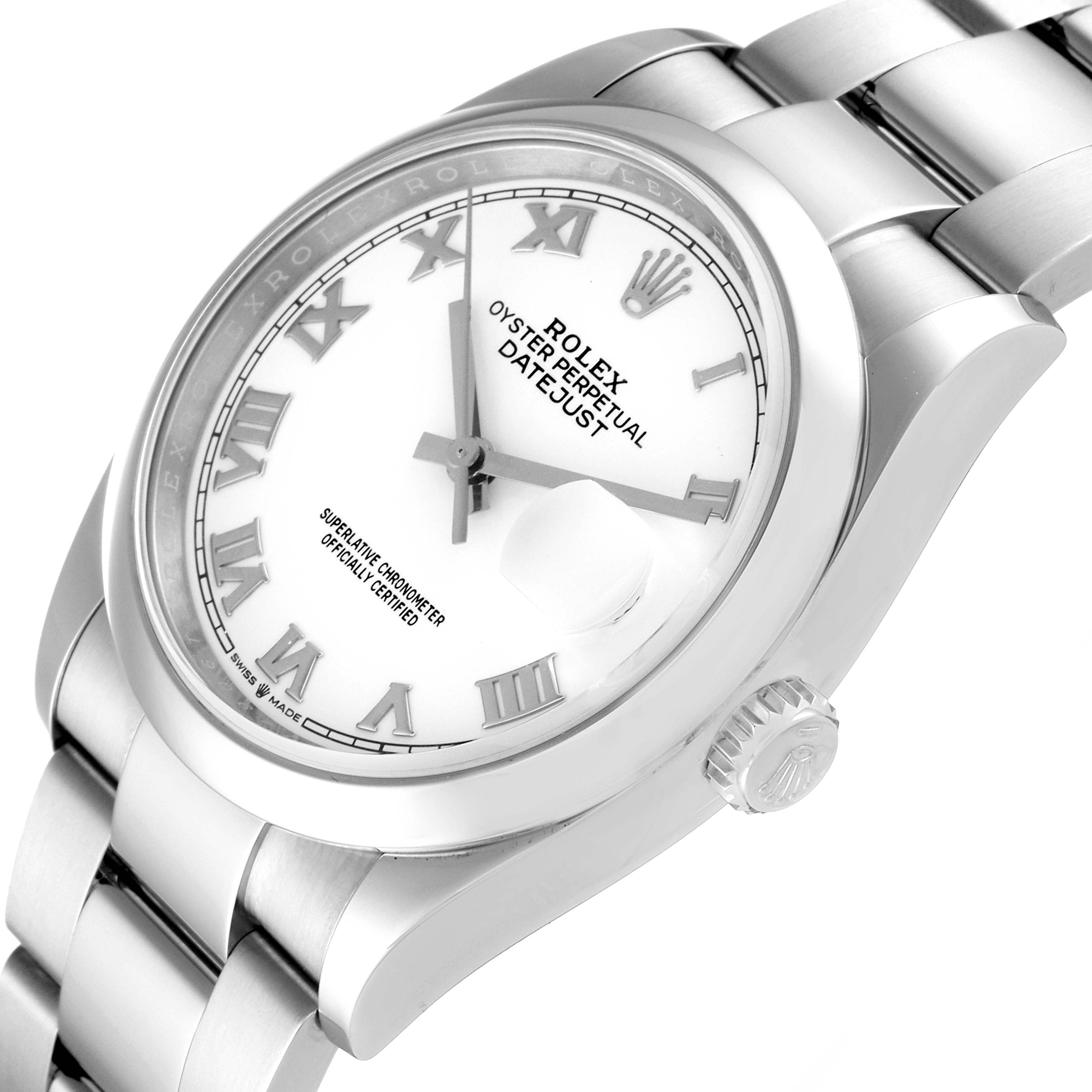 Rolex Datejust White Dial Oyster Bracelet Steel Mens Watch 126200 Box Card