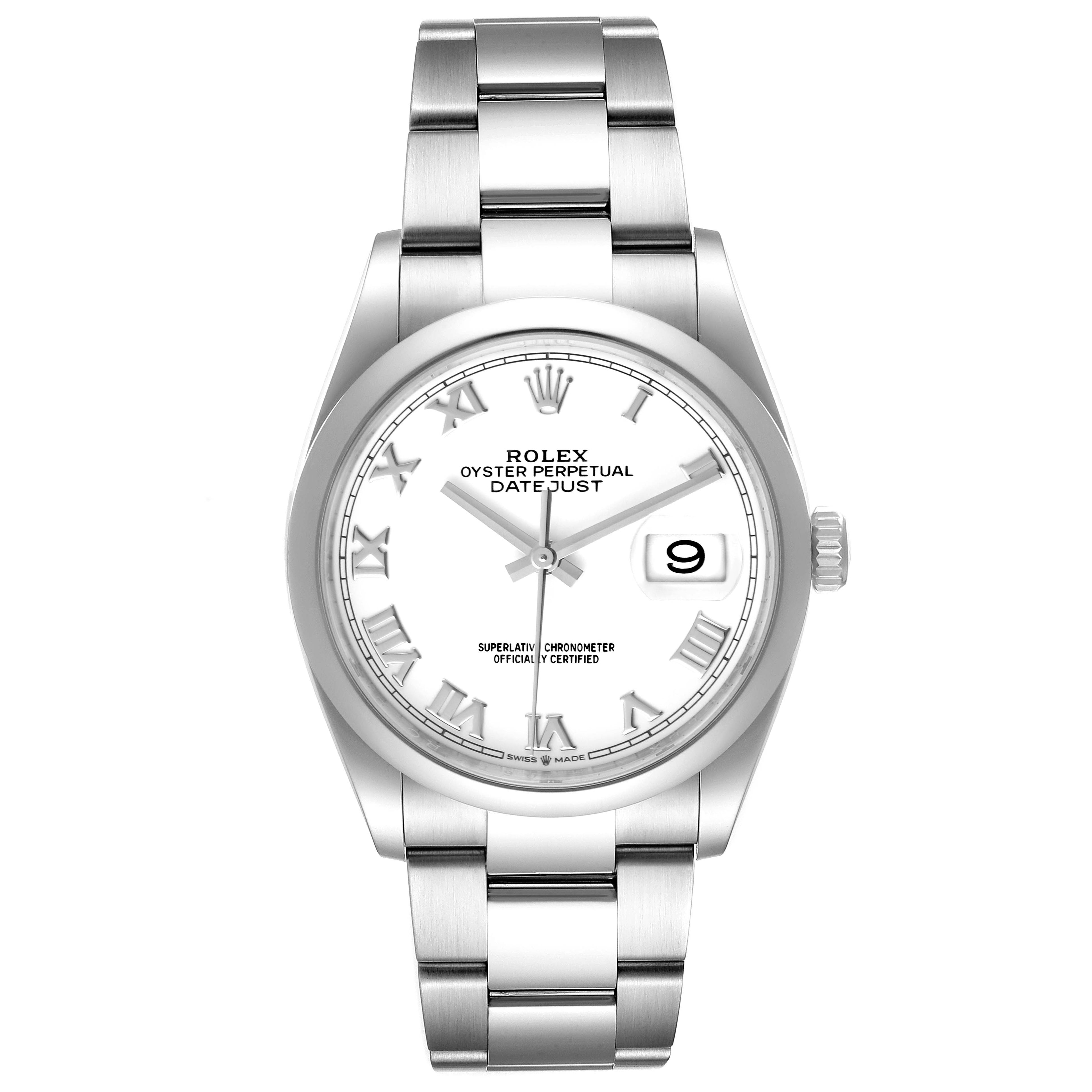 Rolex Datejust White Dial Oyster Bracelet Steel Mens Watch 126200 Box Card