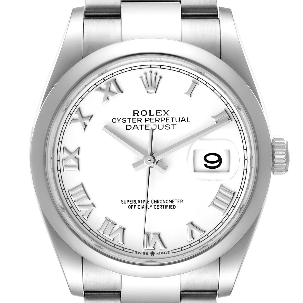 Rolex Datejust White Dial Oyster Bracelet Steel Mens Watch 126200 Unworn