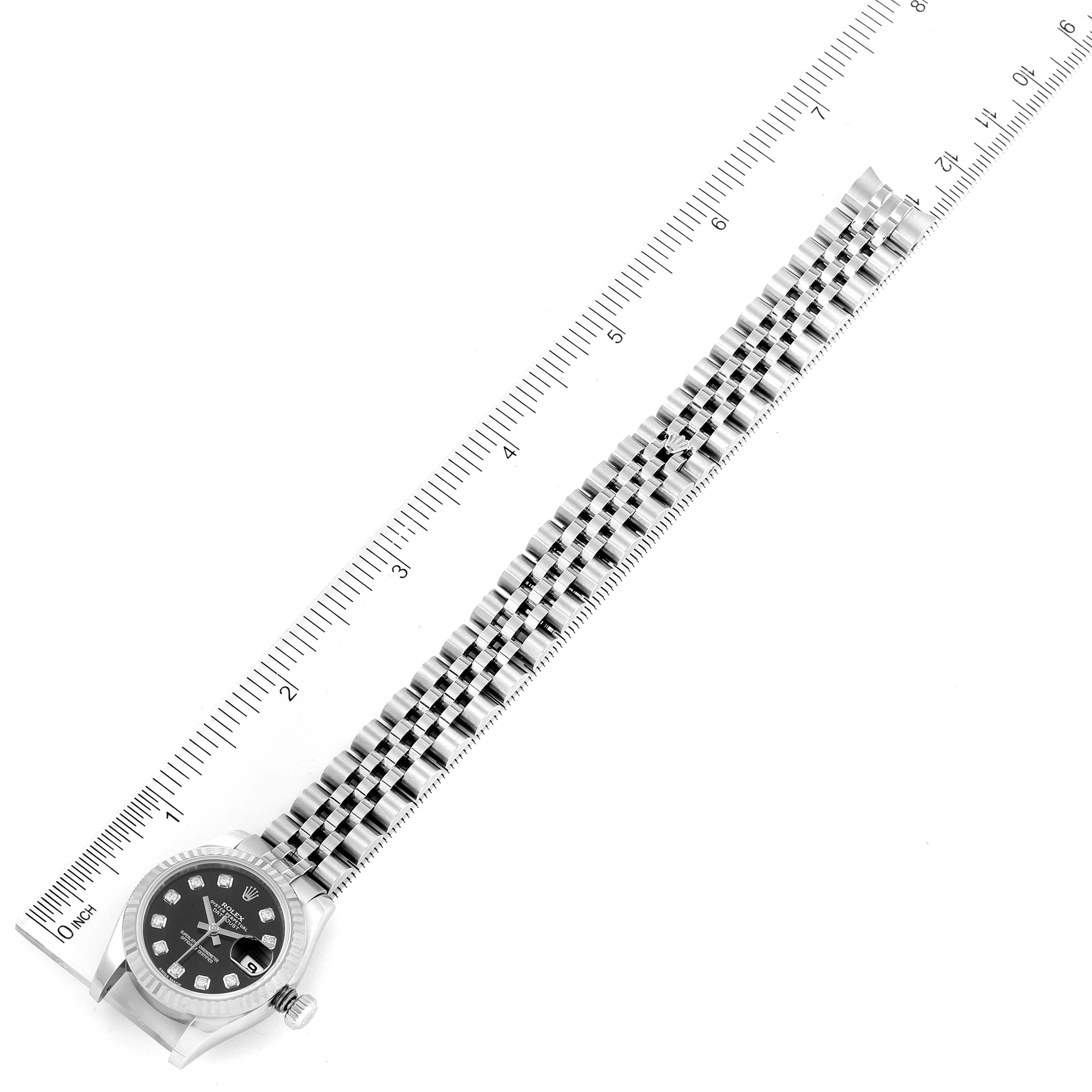 Rolex Datejust White Gold Black Diamond Dial Ladies Watch 179174