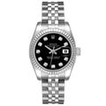 Rolex Datejust White Gold Black Diamond Dial Ladies Watch 179174 2 EXTRA LINKS