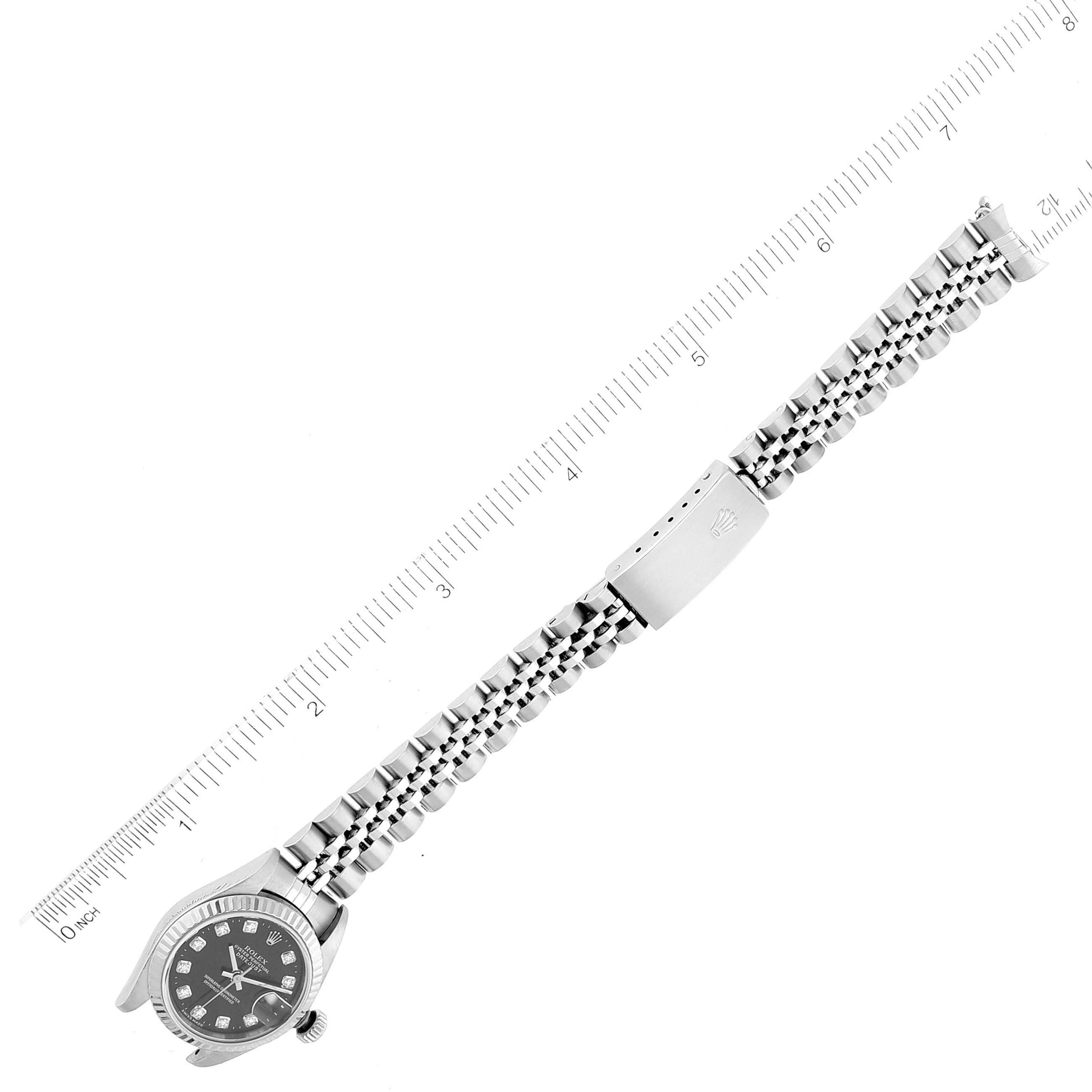Rolex Datejust White Gold Black Diamond Dial Steel Ladies Watch 79174