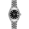 Rolex Datejust White Gold Black Diamond Dial Steel Ladies Watch 79174
