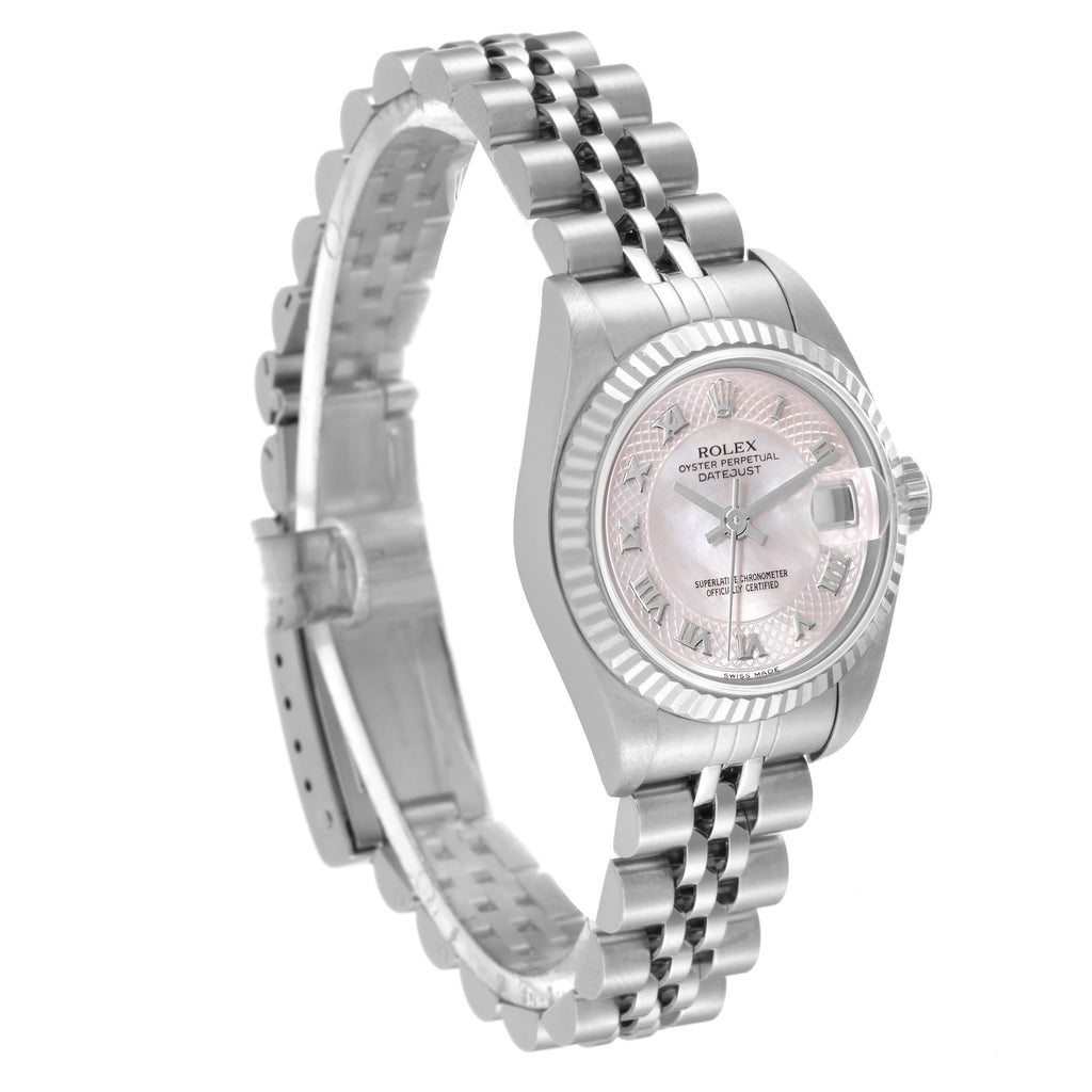Rolex Datejust White Gold Decorated Mother of Pearl Ladies Watch 79174 Box Papers