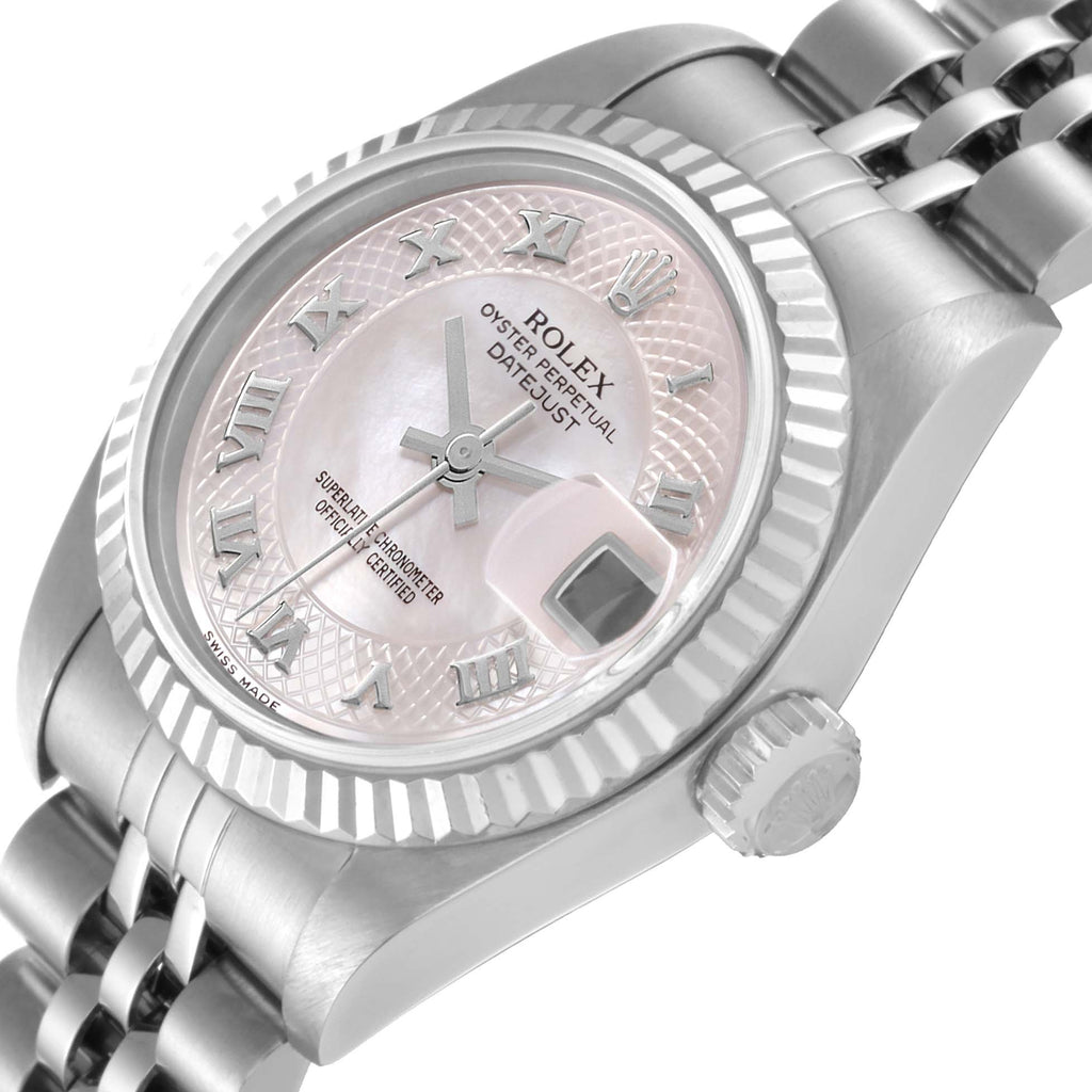 Rolex Datejust White Gold Decorated Mother of Pearl Ladies Watch 79174 Box Papers