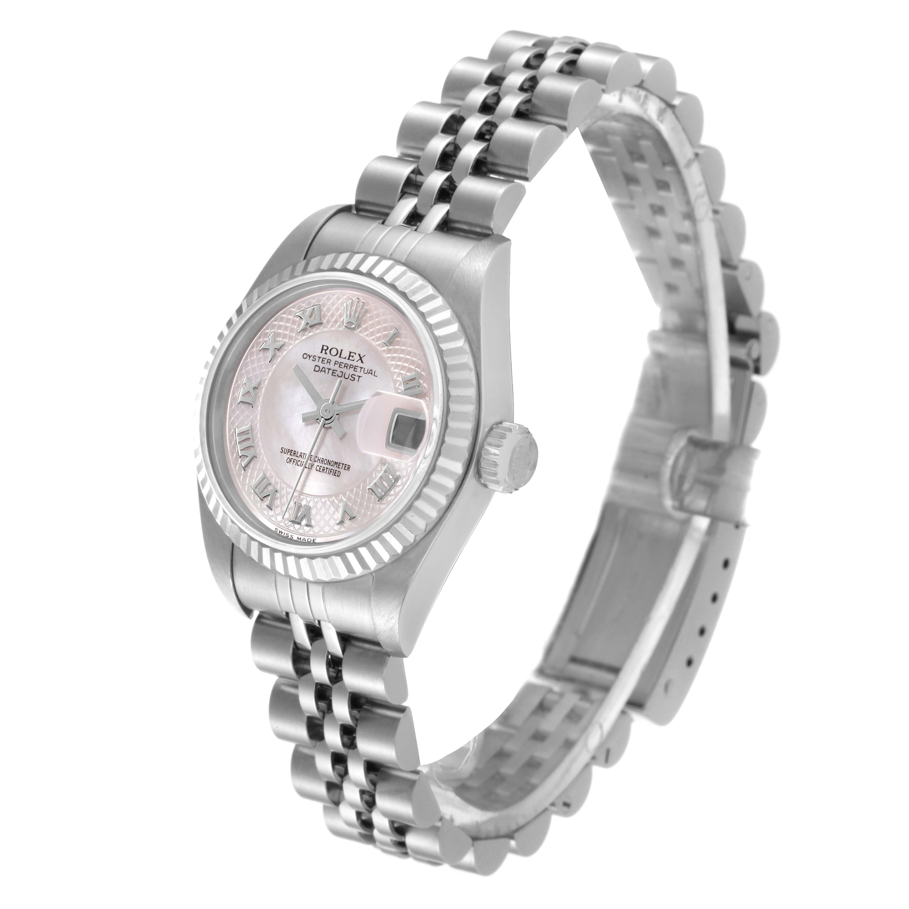 Rolex Datejust White Gold Decorated Mother of Pearl Ladies Watch 79174 Box Papers
