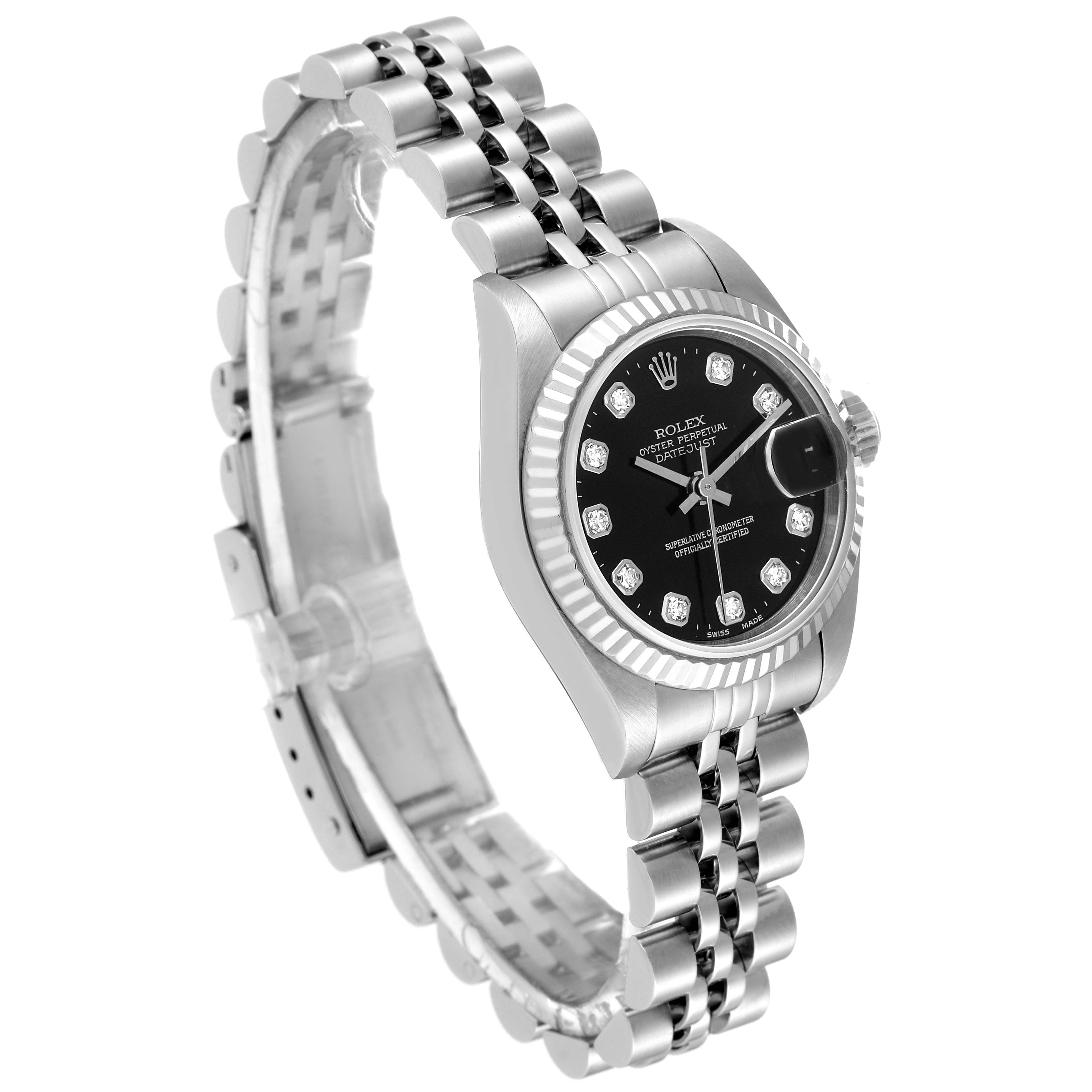 Rolex Datejust White Gold Diamond Dial Steel Ladies Watch 79174 Box Papers