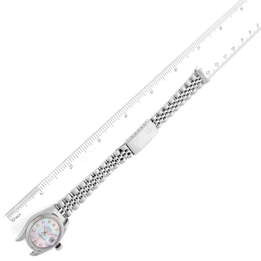Rolex Datejust White Gold Mother Of Pearl Diamond Dial Steel Ladies Watch 79174