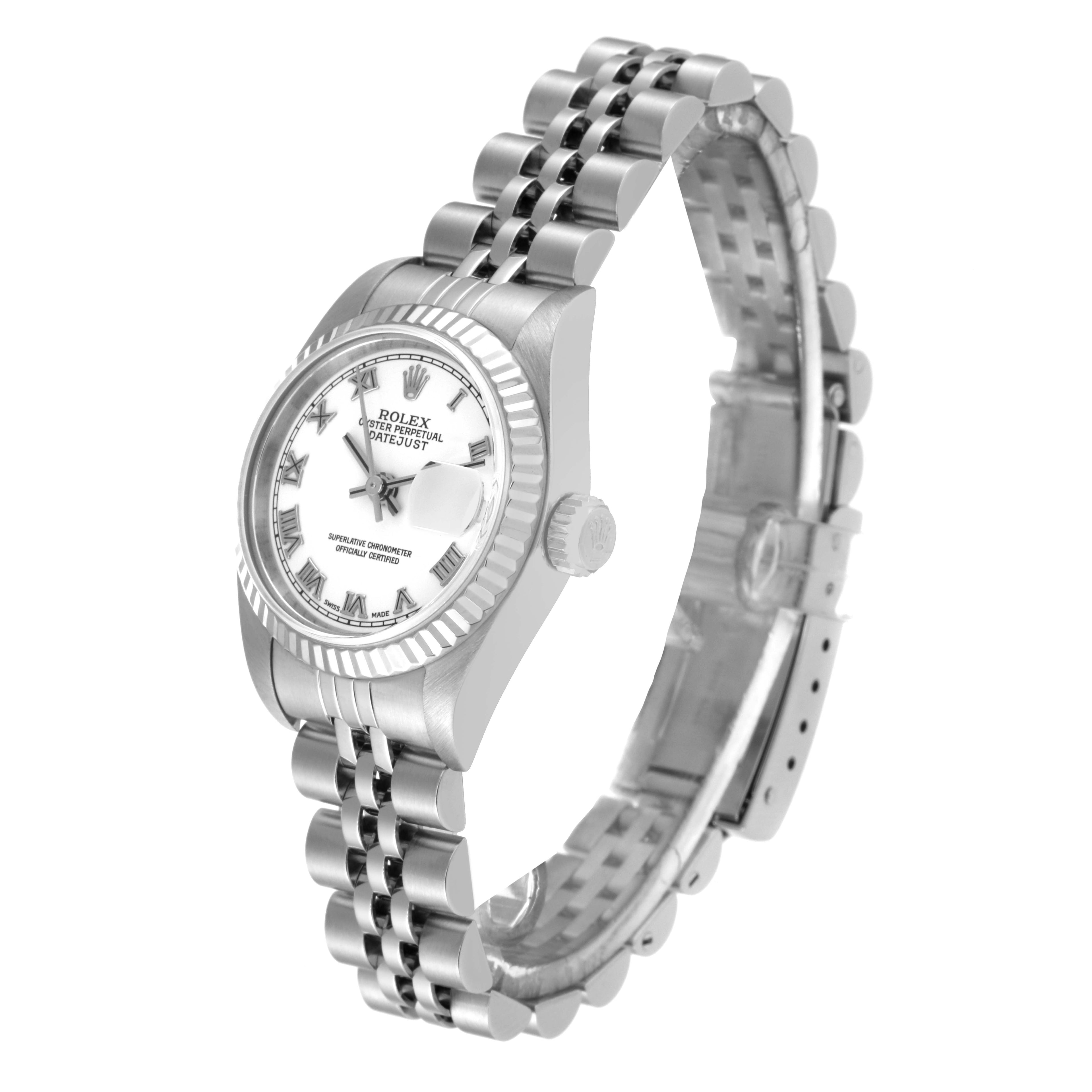 Rolex Datejust White Gold Roman Dial Steel Ladies Watch 79174