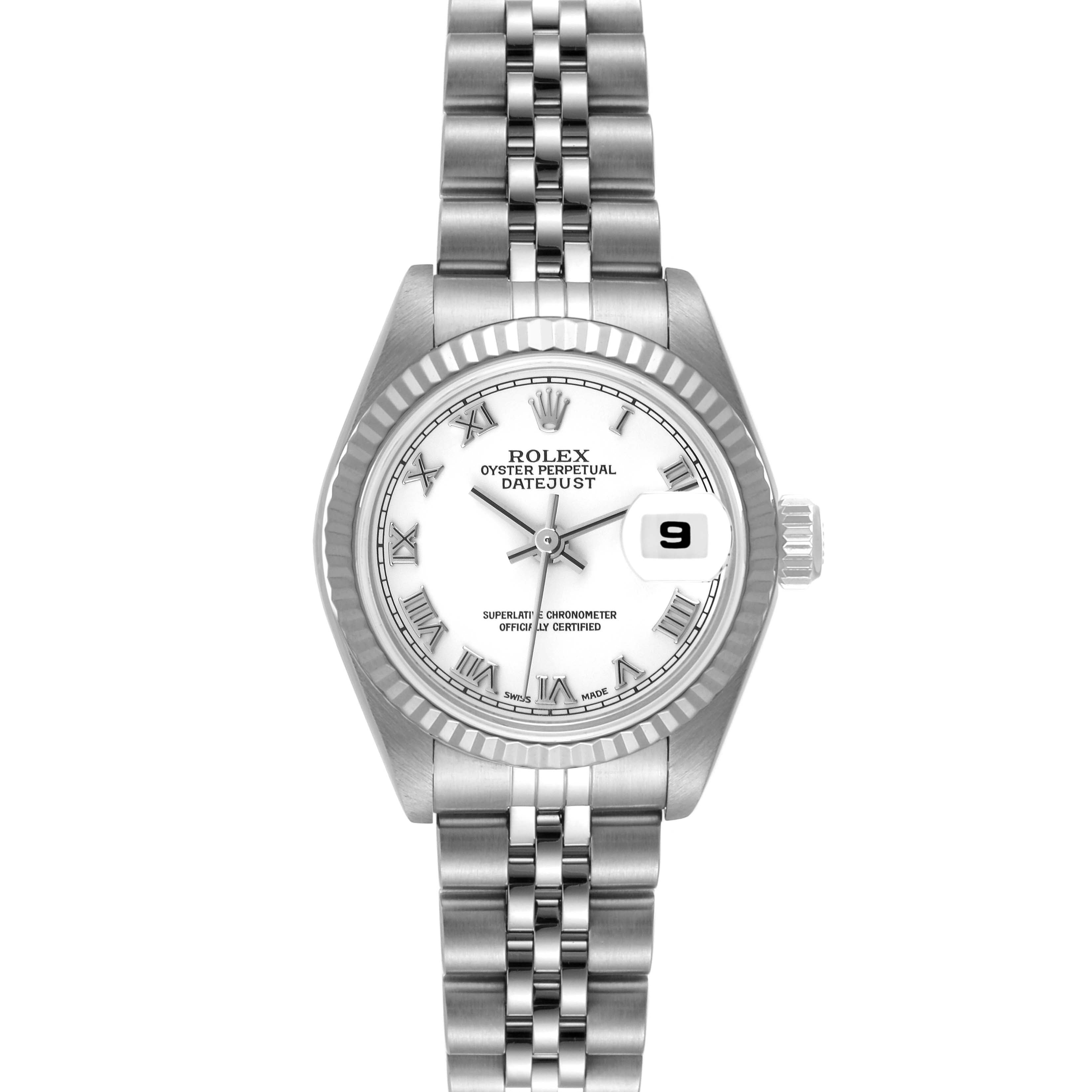 Rolex Datejust White Gold Roman Dial Steel Ladies Watch 79174