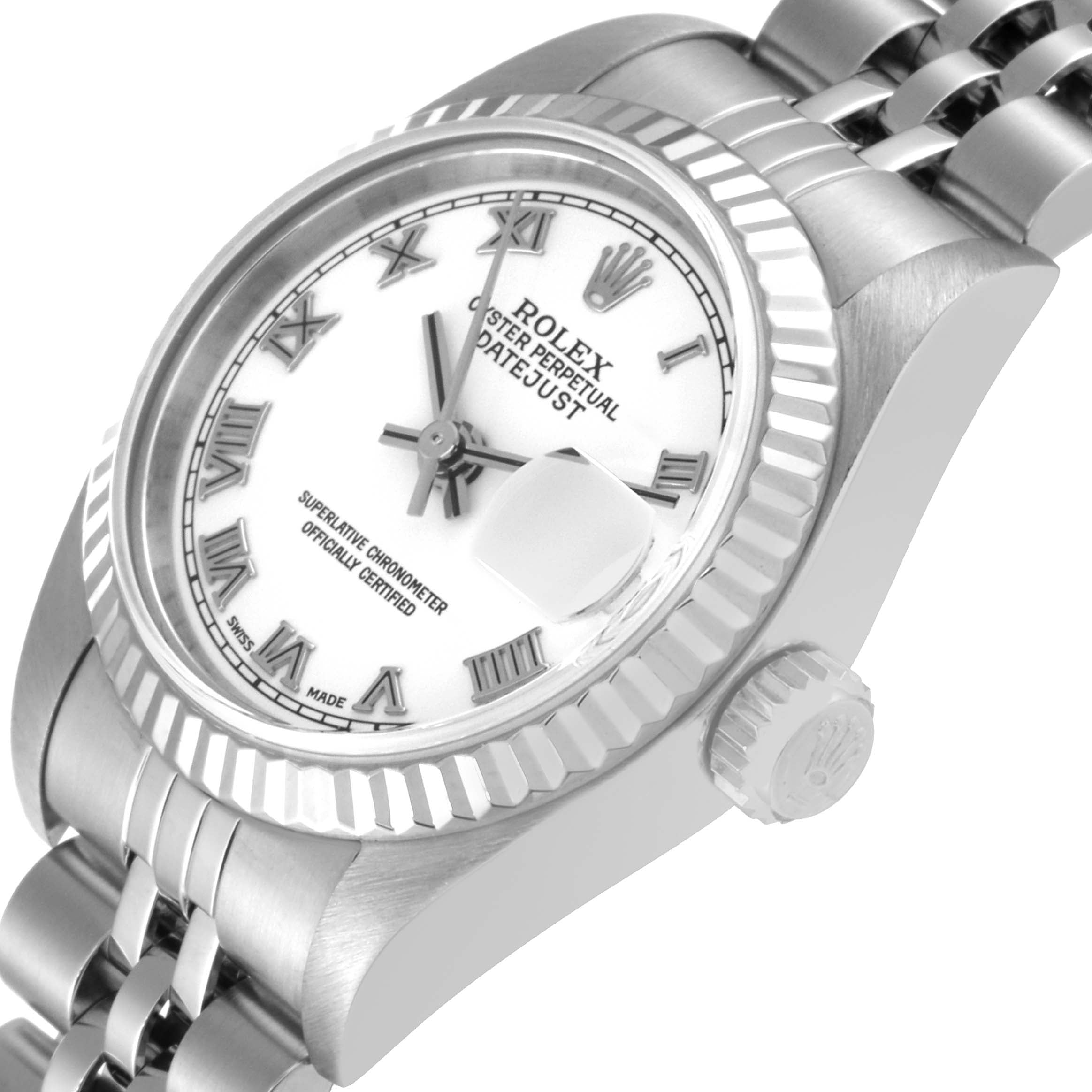 Rolex Datejust White Gold Roman Dial Steel Ladies Watch 79174