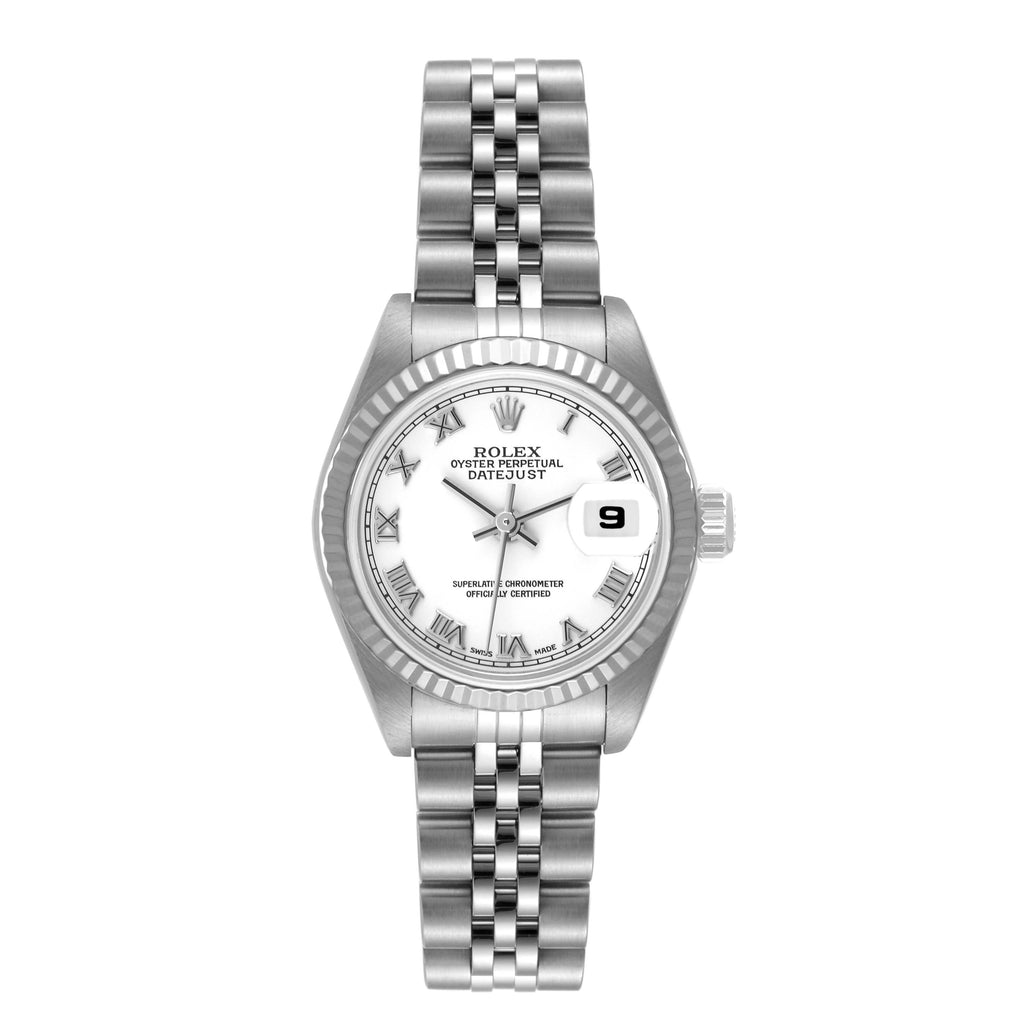 Rolex Datejust White Gold Roman Dial Steel Ladies Watch 79174