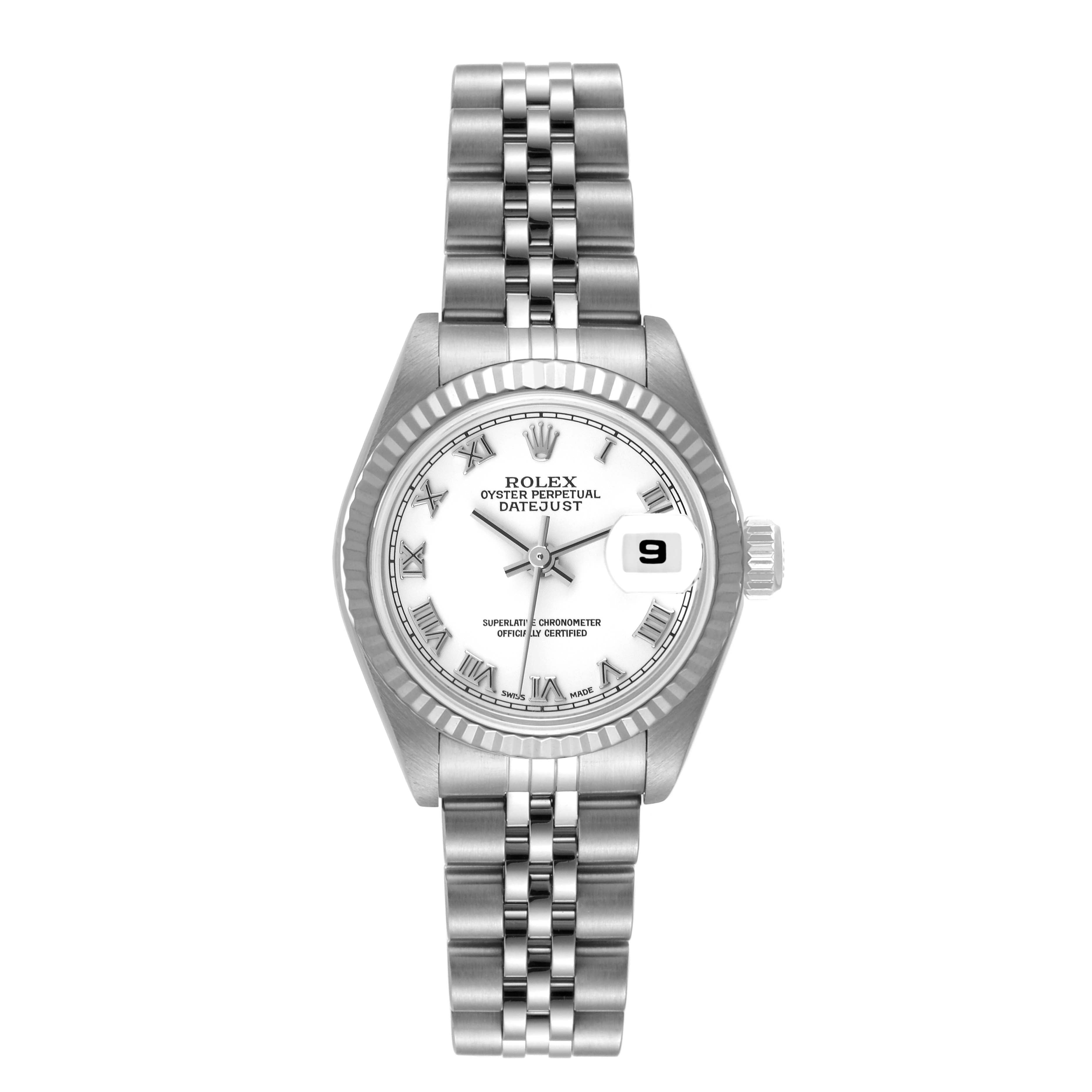 Rolex Datejust White Gold Roman Dial Steel Ladies Watch 79174