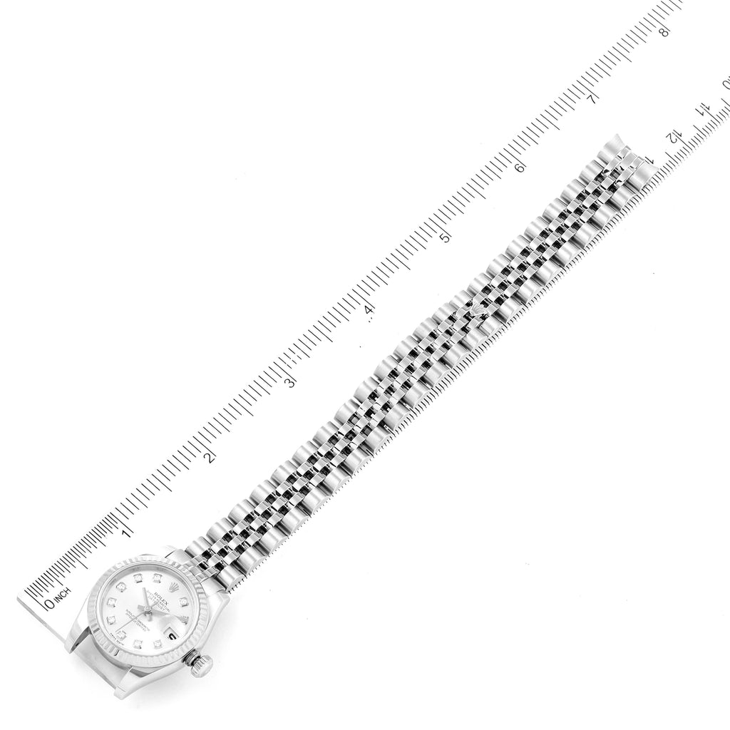 Rolex Datejust White Gold Silver Diamond Dial Ladies Watch 179174 Box Card