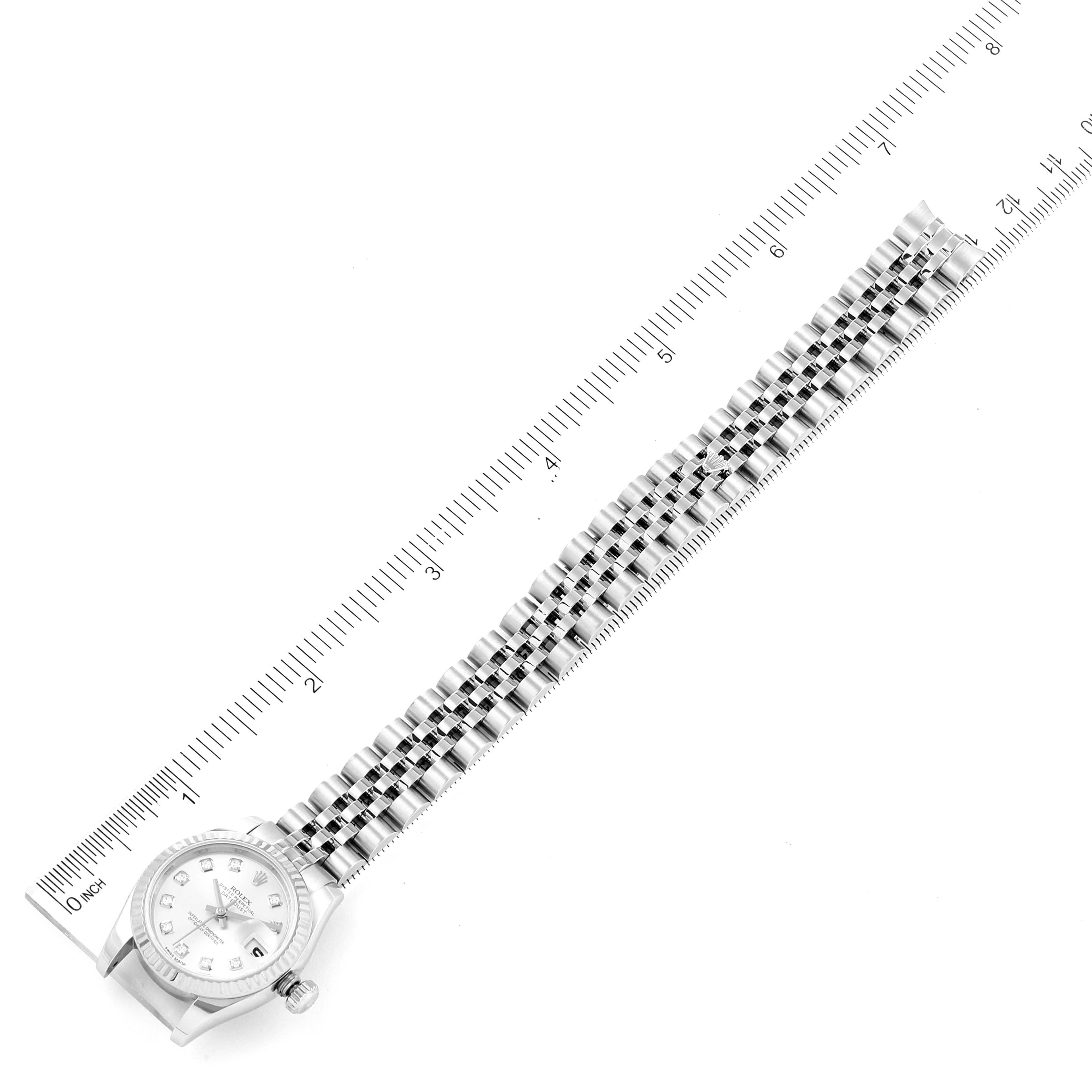 Rolex Datejust White Gold Silver Diamond Dial Ladies Watch 179174 Box Card