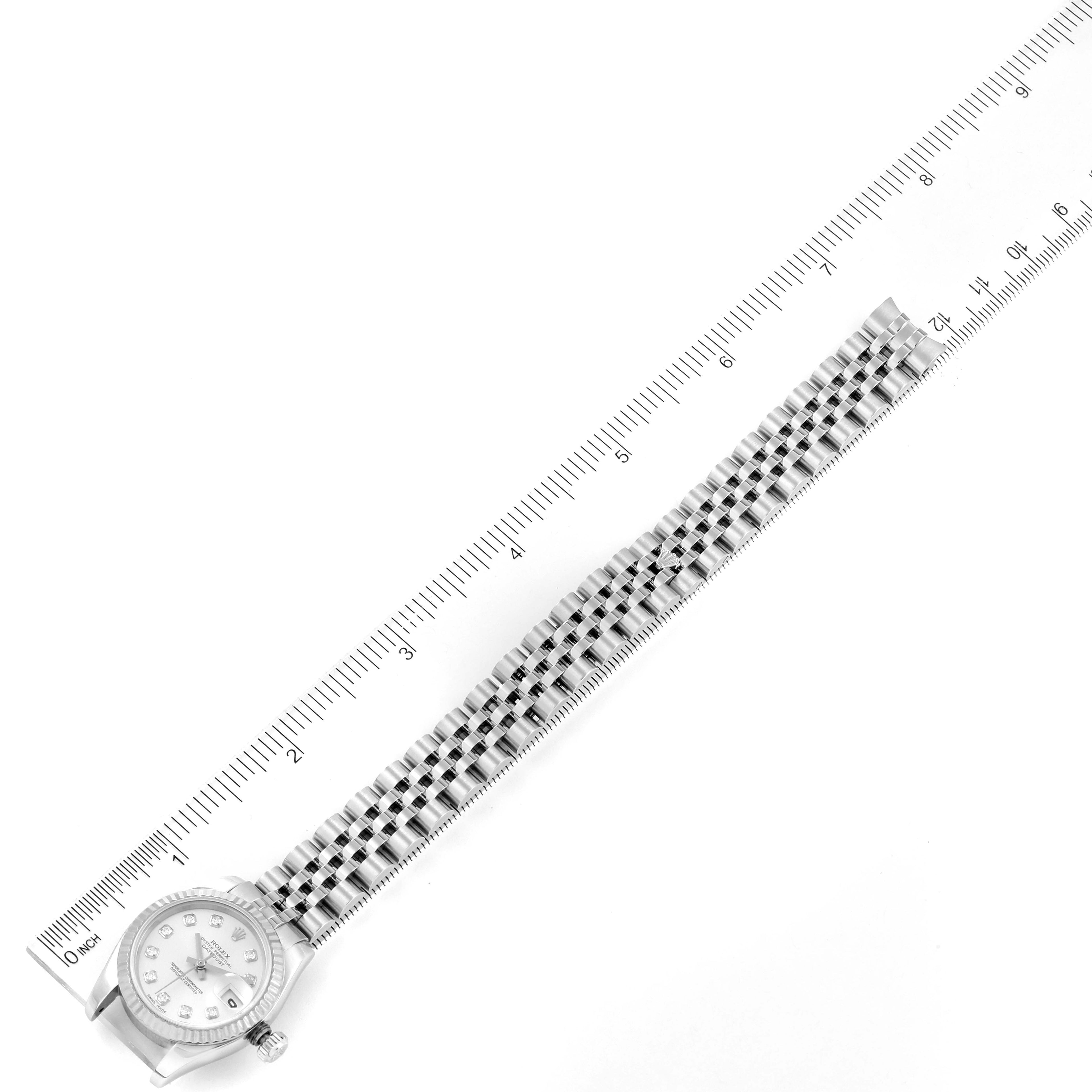 Rolex Datejust White Gold Silver Diamond Dial Ladies Watch 179174 Box Papers