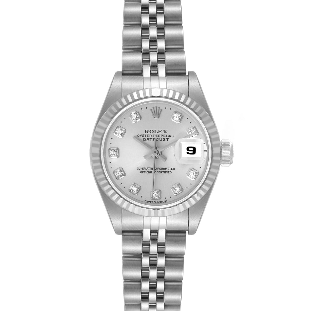 Rolex Datejust White Gold Silver Diamond Dial Ladies Watch 69174