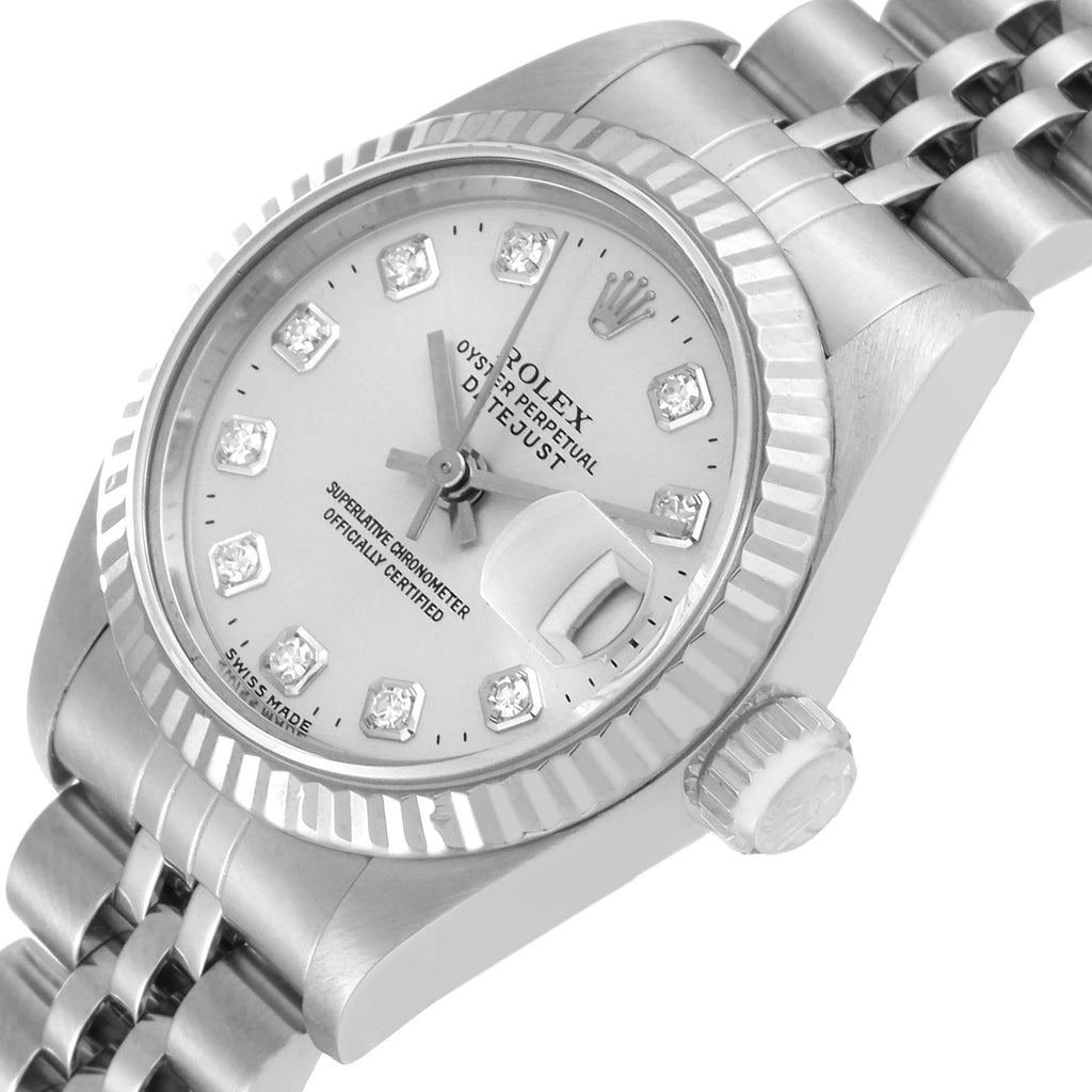 Rolex Datejust White Gold Silver Diamond Dial Ladies Watch 69174