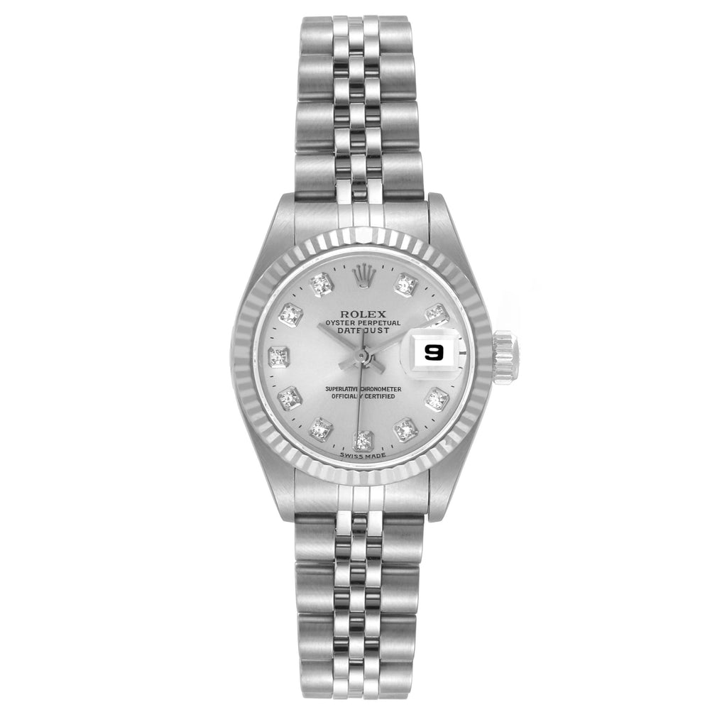 Rolex Datejust White Gold Silver Diamond Dial Ladies Watch 69174