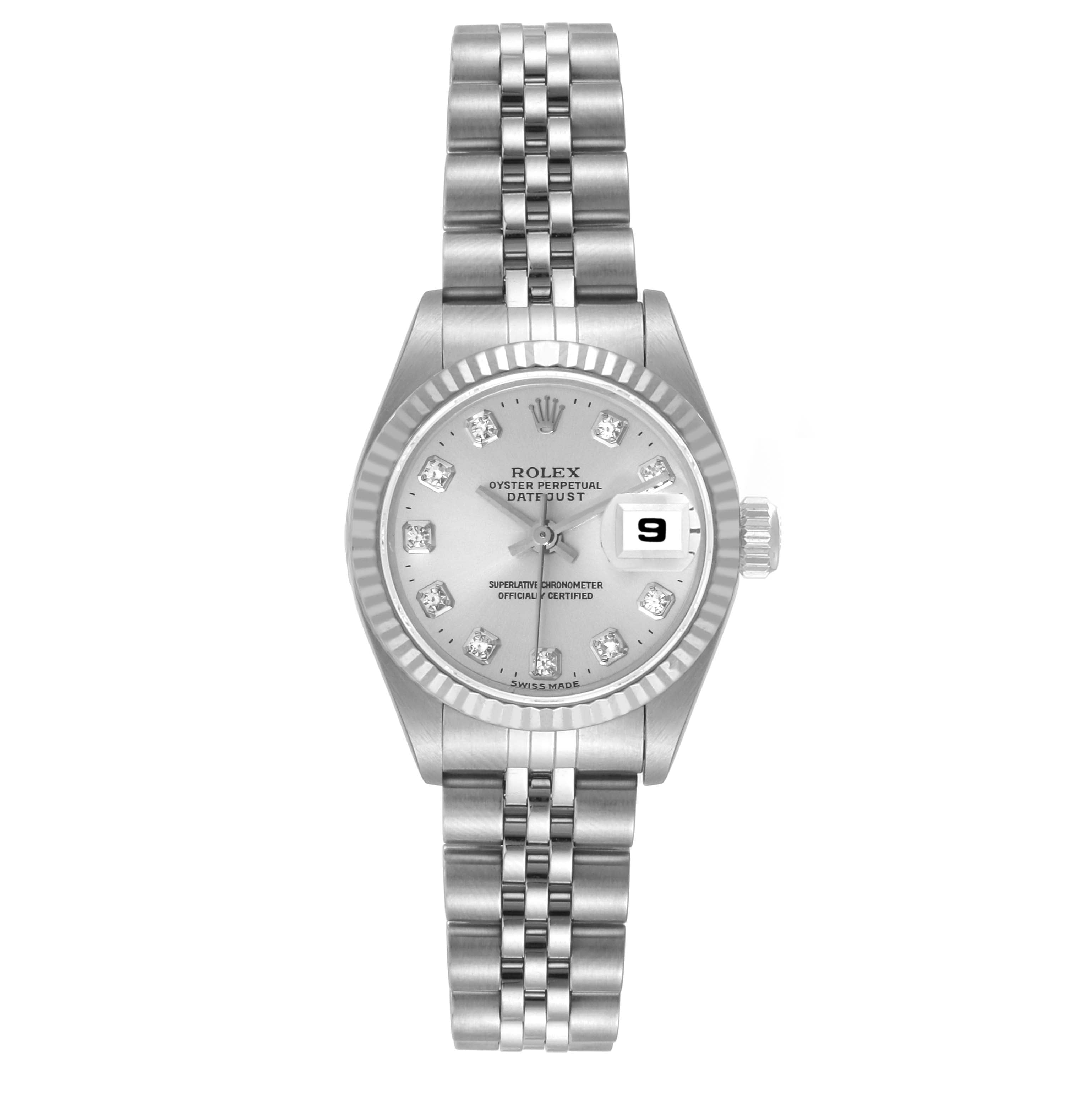Rolex Datejust White Gold Silver Diamond Dial Ladies Watch 69174