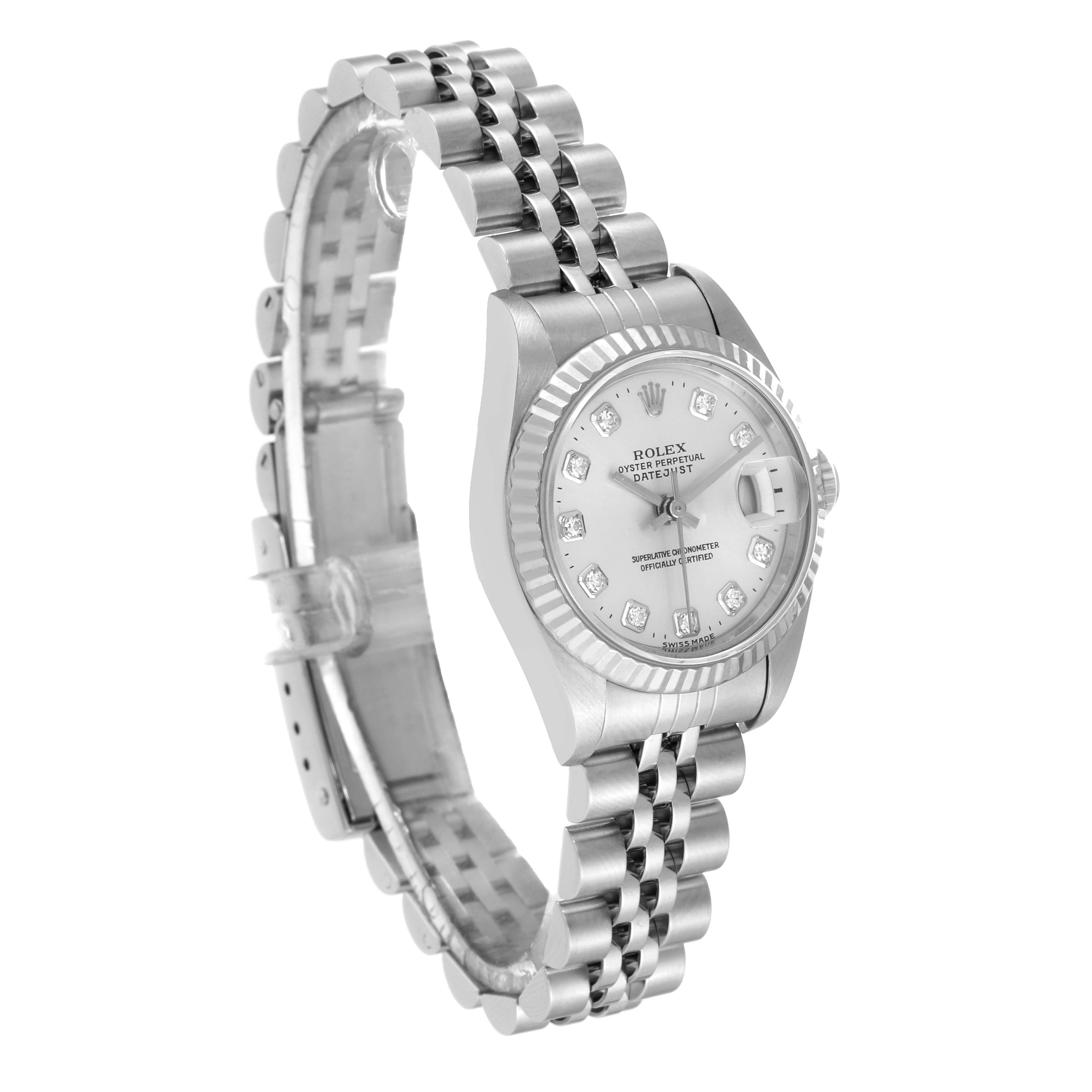 Rolex Datejust White Gold Silver Diamond Dial Ladies Watch 69174