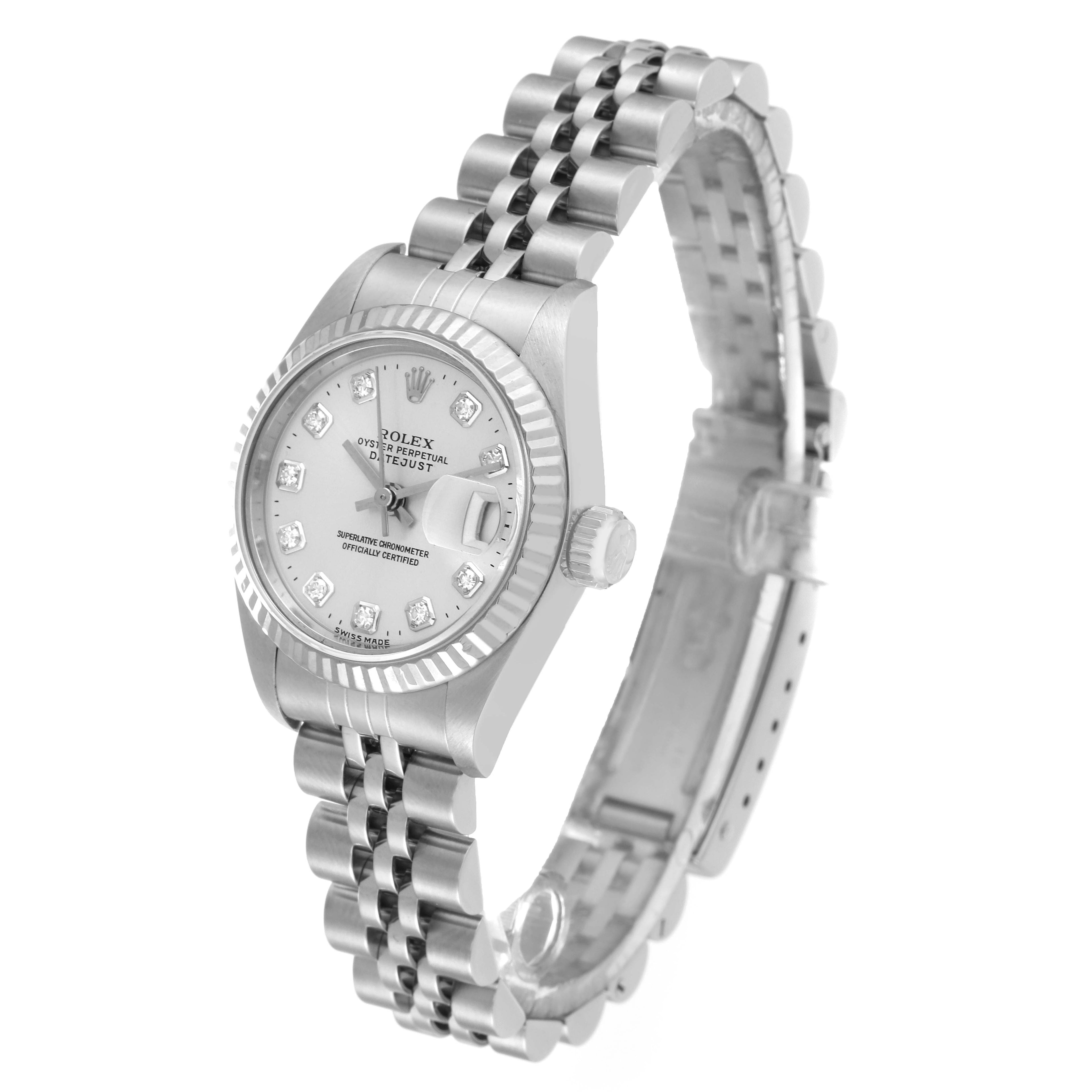 Rolex Datejust White Gold Silver Diamond Dial Ladies Watch 69174