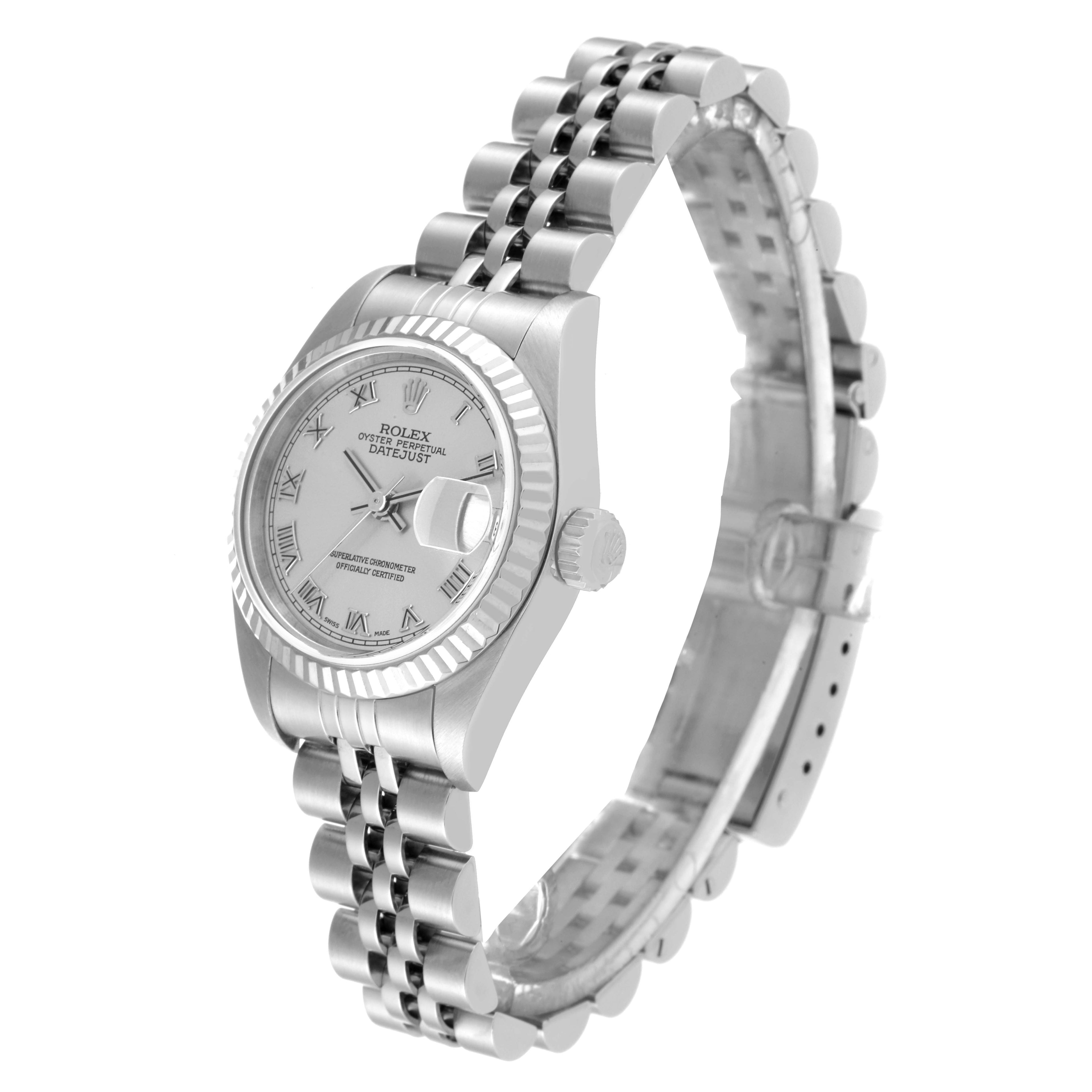 Rolex Datejust White Gold Silver Roman Dial Steel Ladies Watch 79174