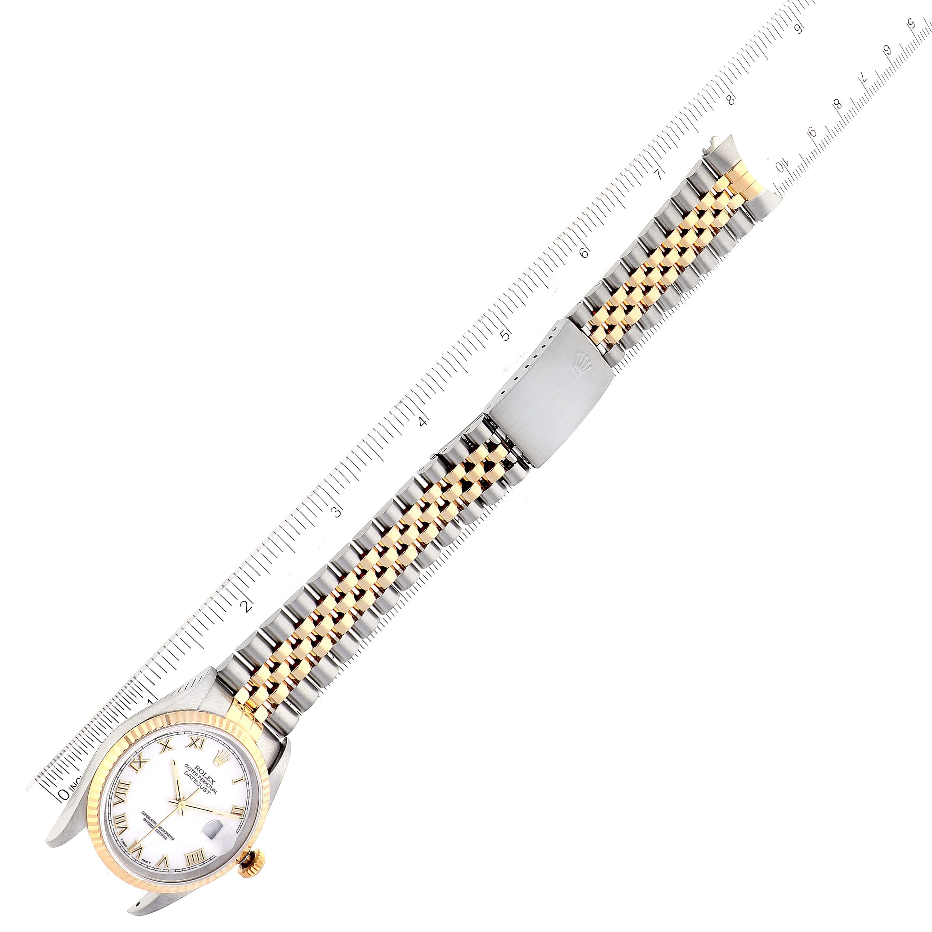 Rolex Datejust White Roman Dial Mens Watch 16233 Box Service Card